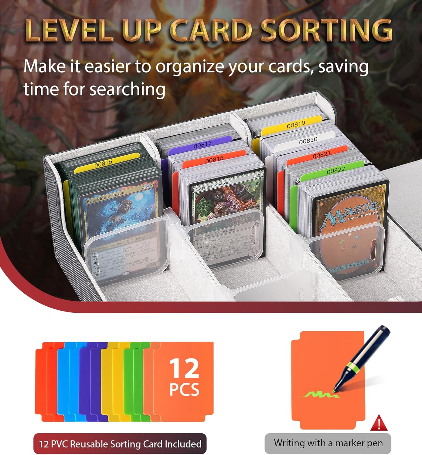 NEWLOOP Trading Card Storage Box with 12 Dividers