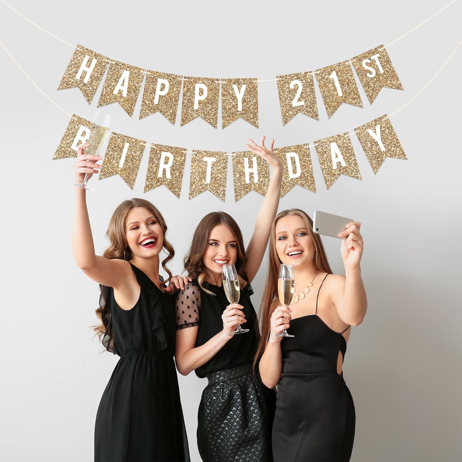 Perfect Occasion Happy 21st Birthday Gold Banner Pre-Strung