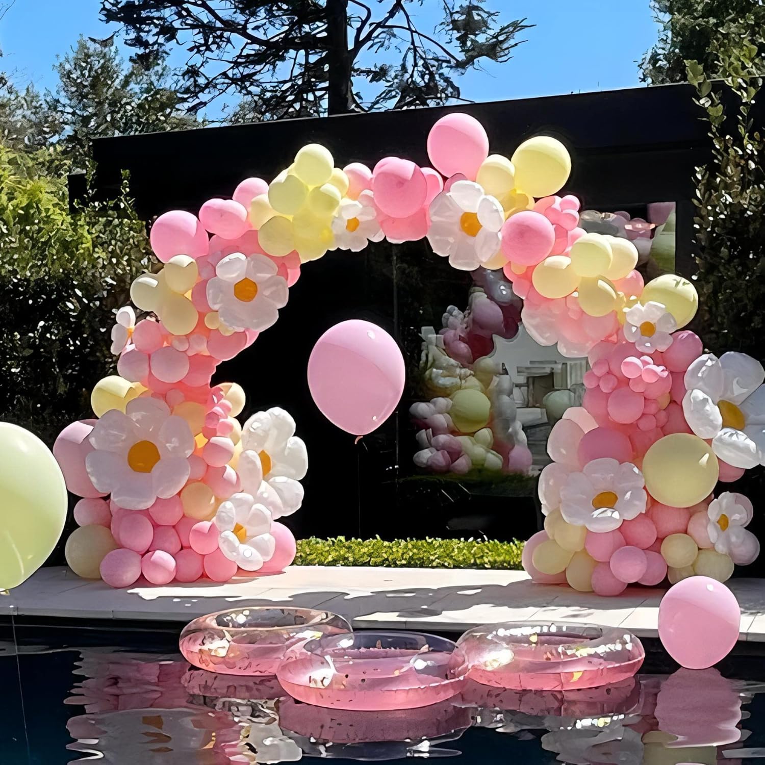 Daisy Balloon Garland Arch Kit Pastel Pink Yellow Boho Decor