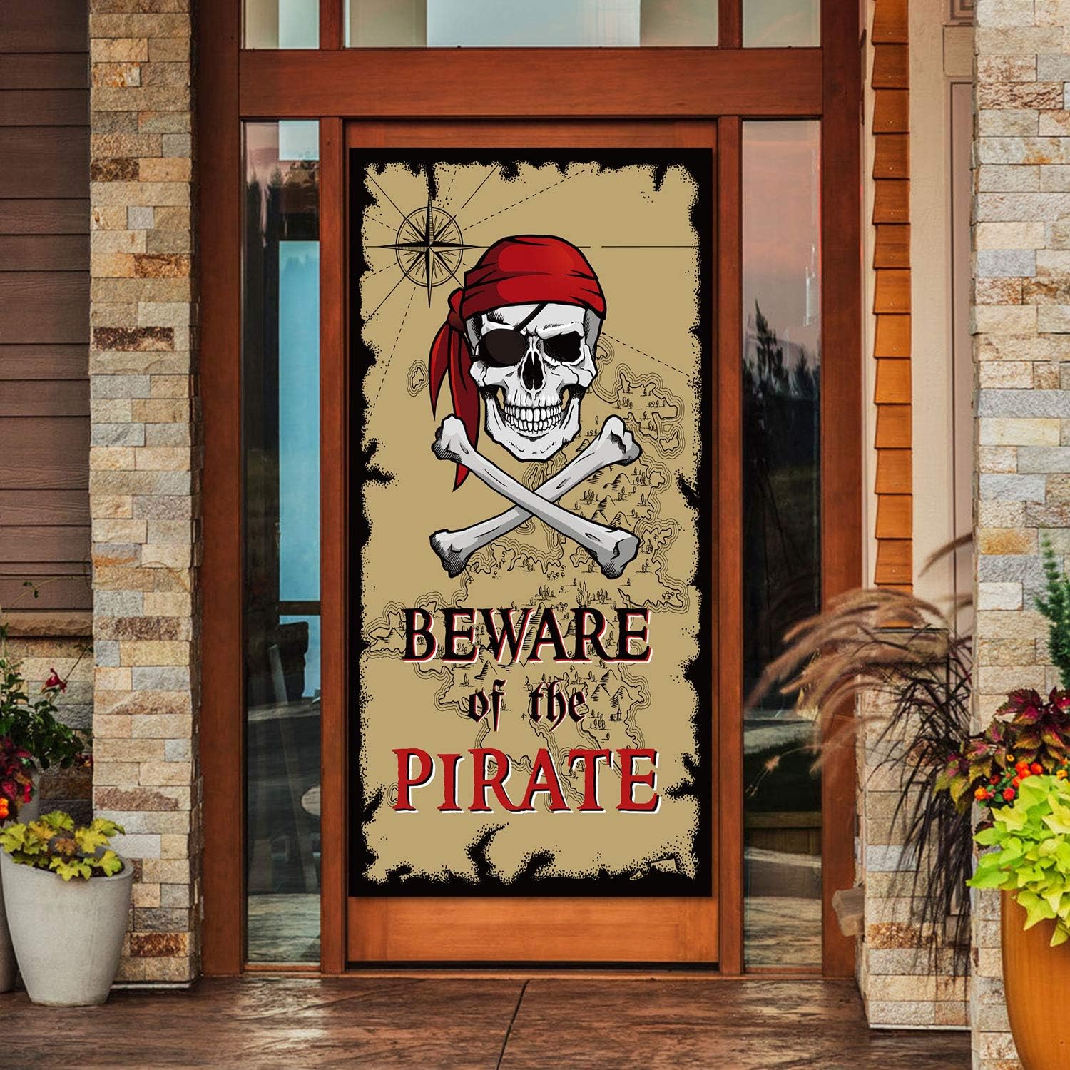 Beware of Pirates Door Banner for Party Decorations