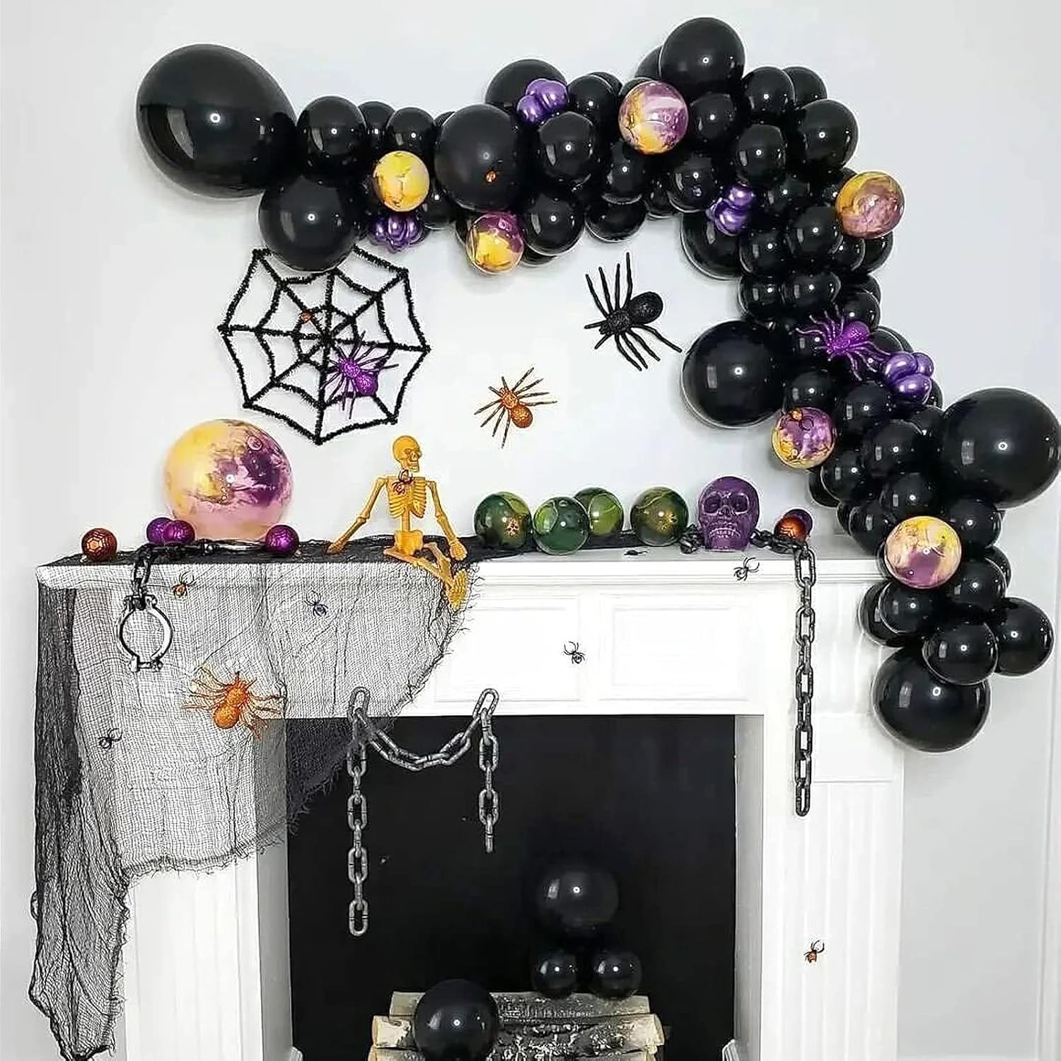 FOTIOMRG Black Balloons 12 Inch 50 Pack with Ribbon