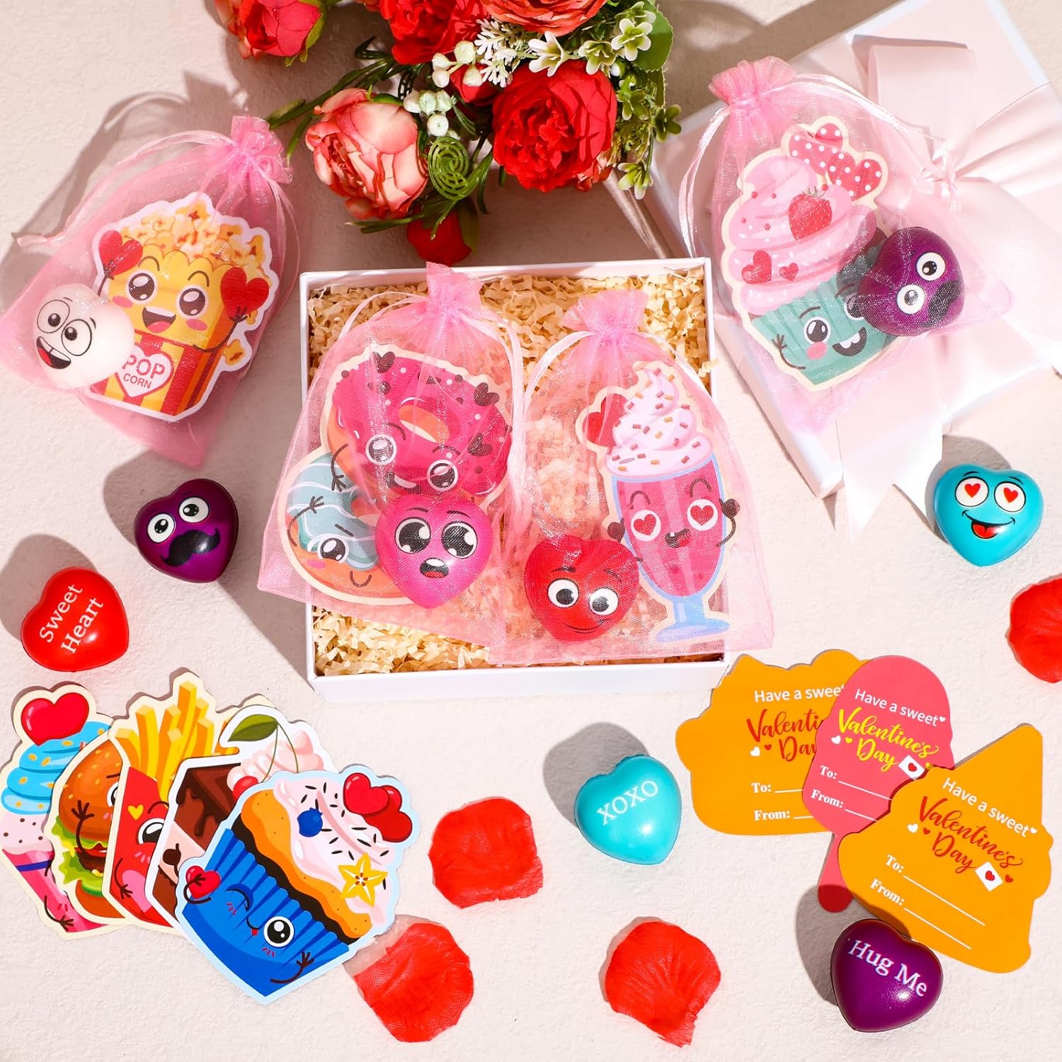 20pcs Valentine Stress Balls with Funny Cards
