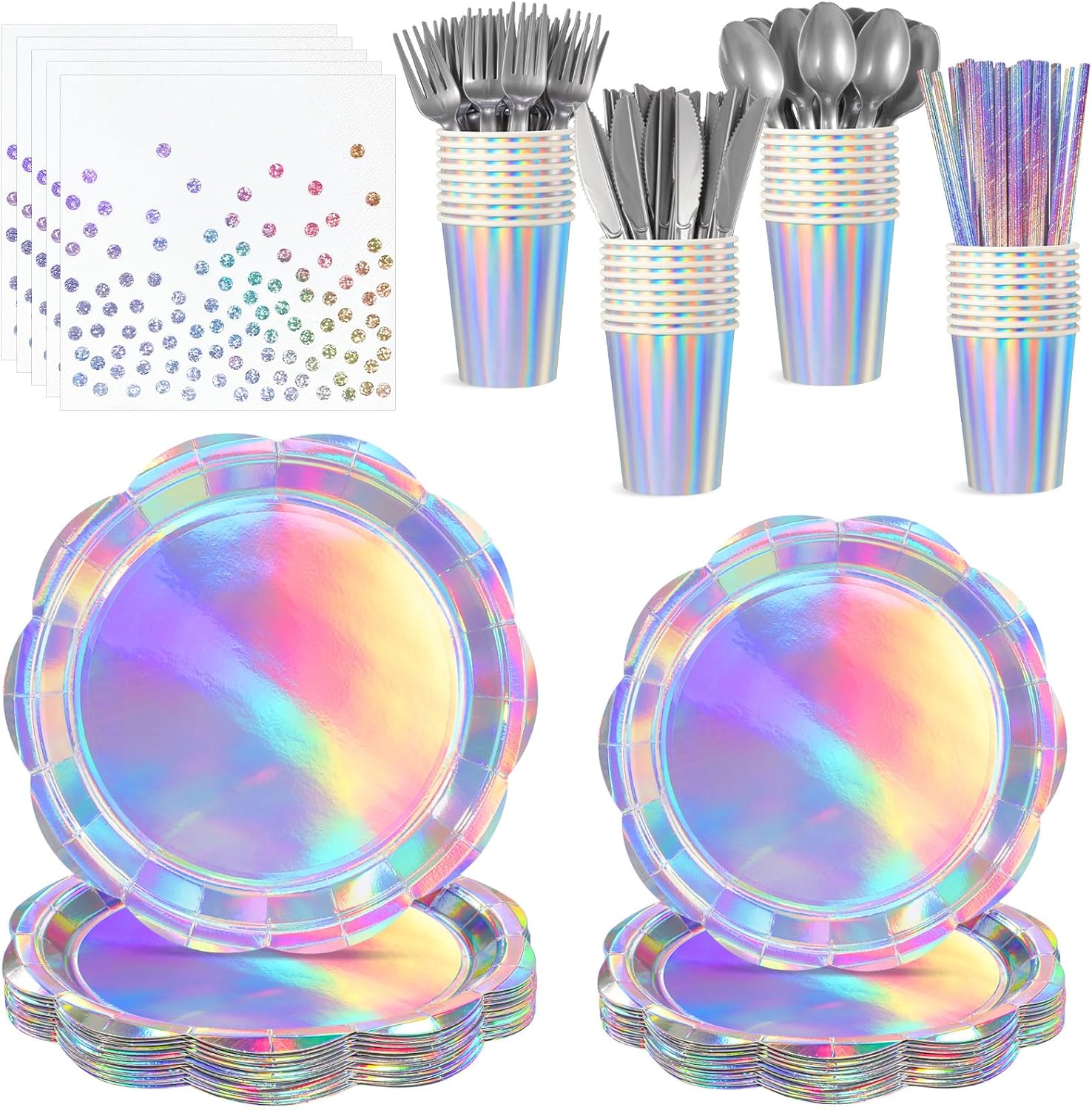 200 Pcs Iridescent Party Decorations Set