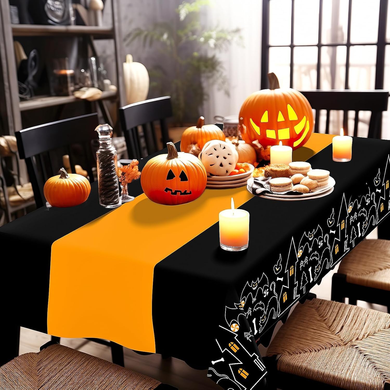 Childom 3 Pack Halloween Tablecloths 54x108 Inches