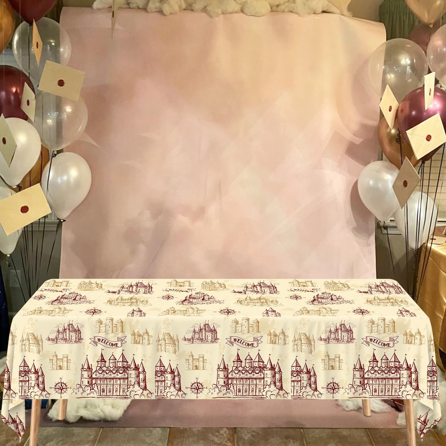 4Pcs Wizard Themed Tablecloth for Birthday Halloween Decor