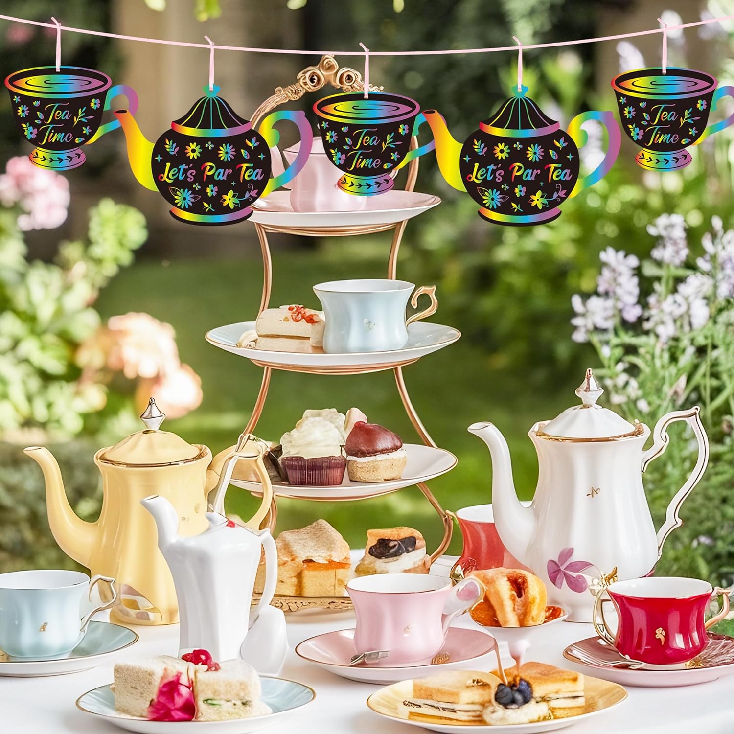 CY2SIDE Tea Party Scratch Art Cards 60PCS DIY Craft Kit