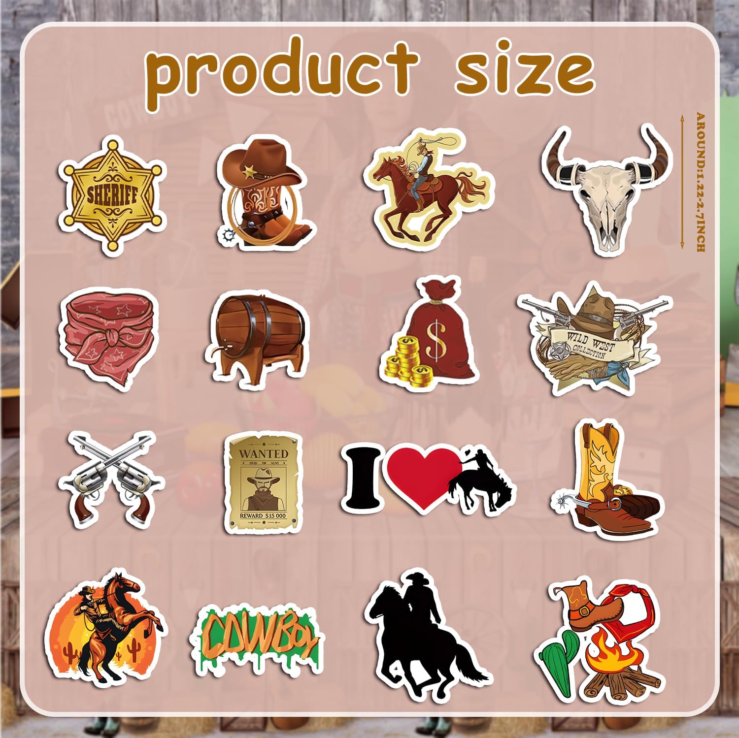 105 PCS Western Cowboy Stickers for Party Decorations