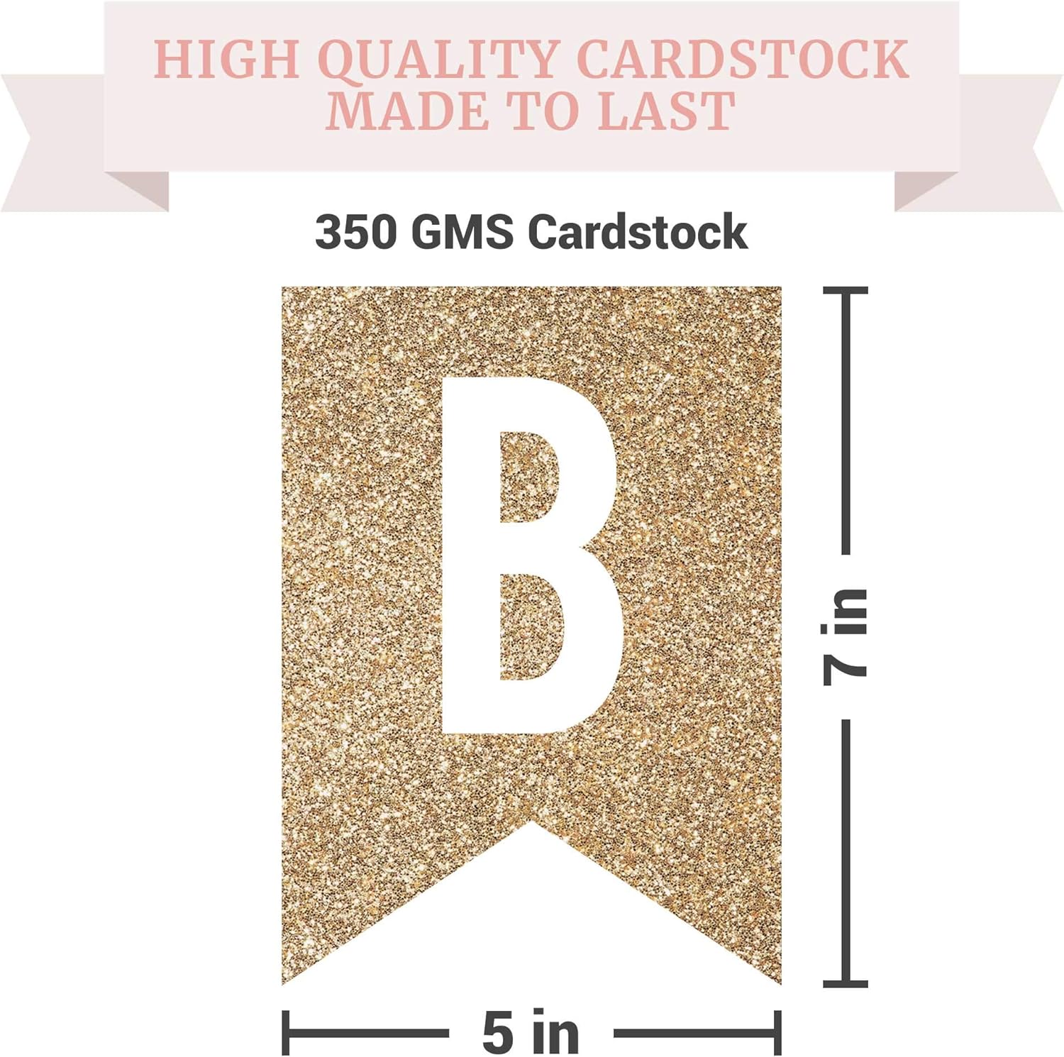 Pre-Strung Gold Glitter Happy Birthday Banner