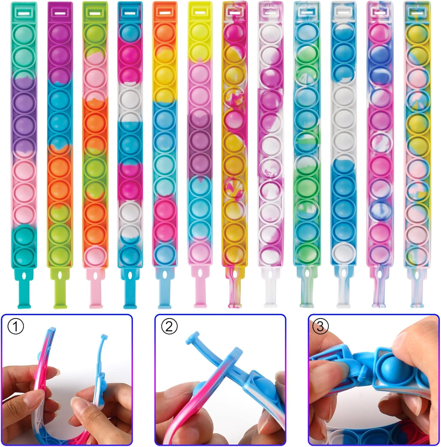 Genuvi Pop Bracelets Fidget Toys 24 Pack Bulk