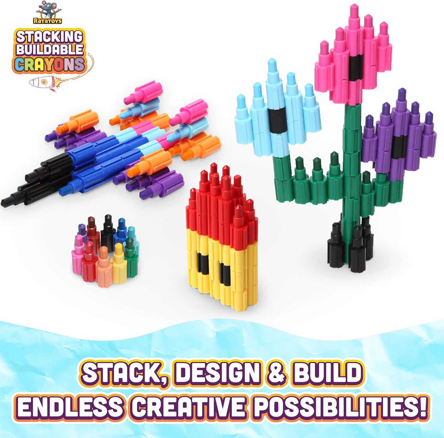 Stacking Crayons 15 Pc Set for Kids