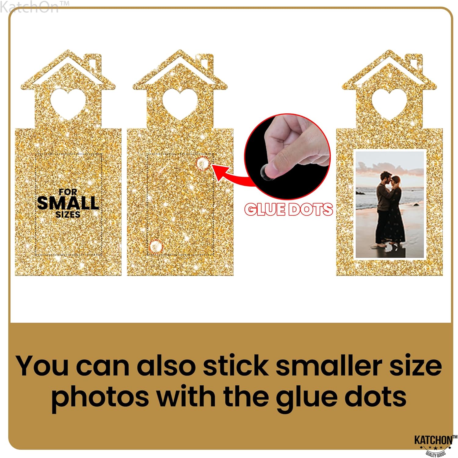 KatchOn Gold Glitter Engagement Photo Banner - 10 Feet 2 Strings No DIY