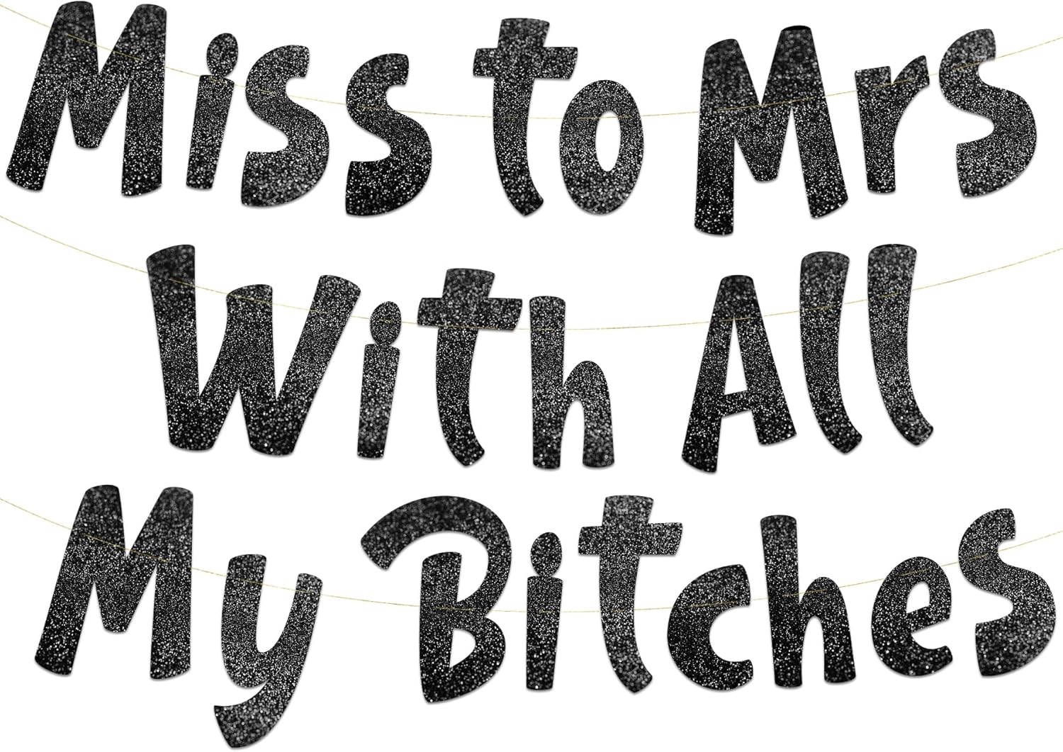 Classy Sassy Bachelorette Black Glitter Banner