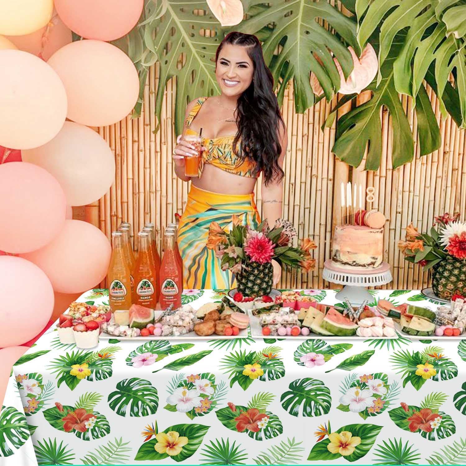 4 Pack Hawaiian Luau Tablecloths for Party Decorations