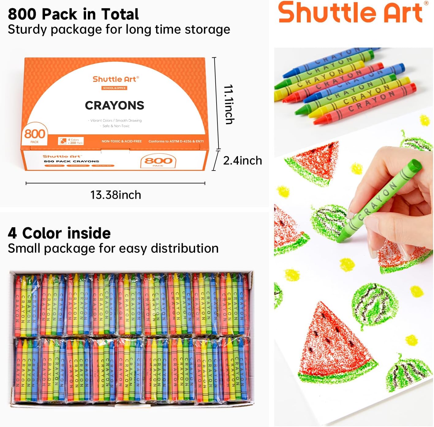 Shuttle Art Crayons 800 Piece Bulk Set