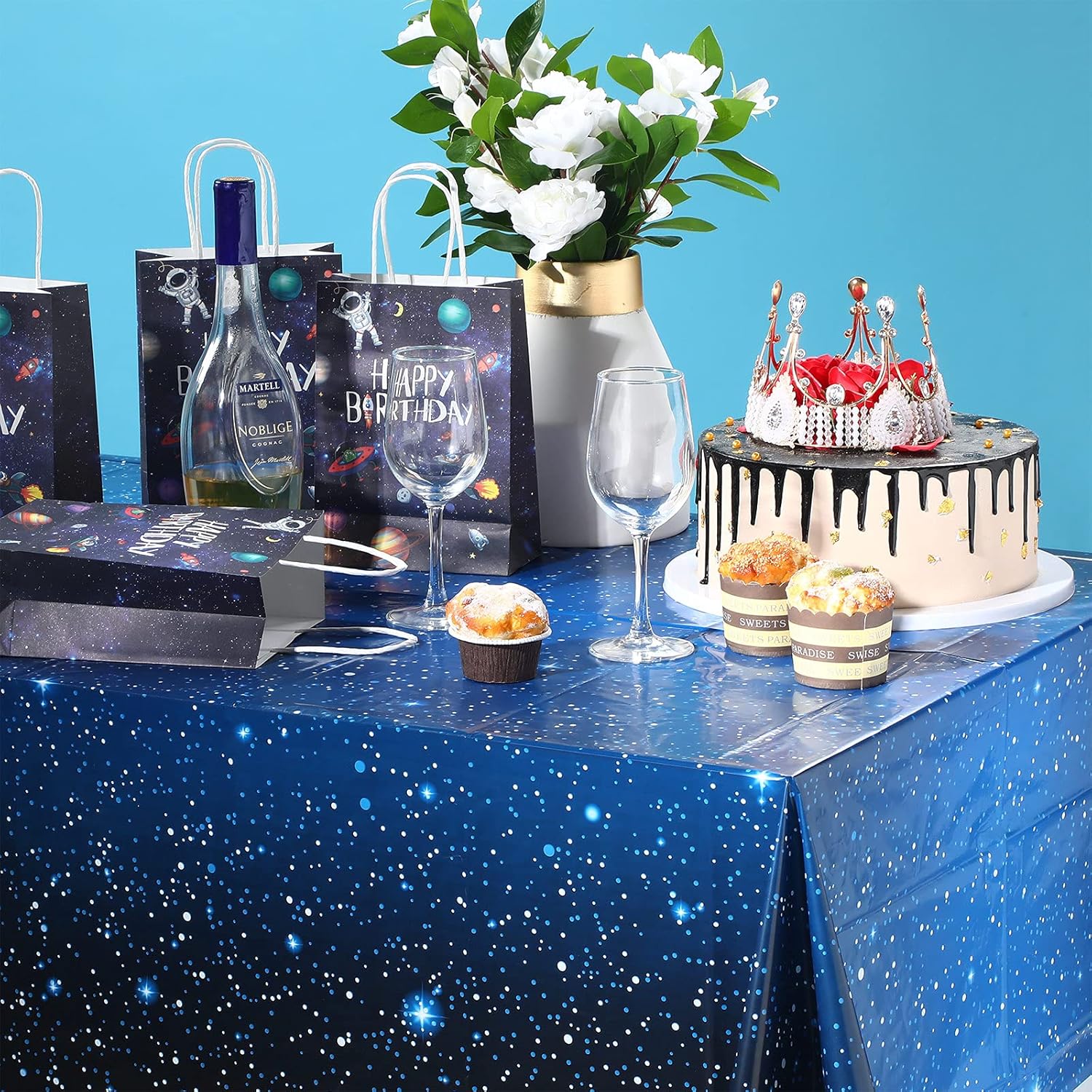 Tatuo Space Tablecloth Starry Night Decor 54x108 Inch 2Pcs