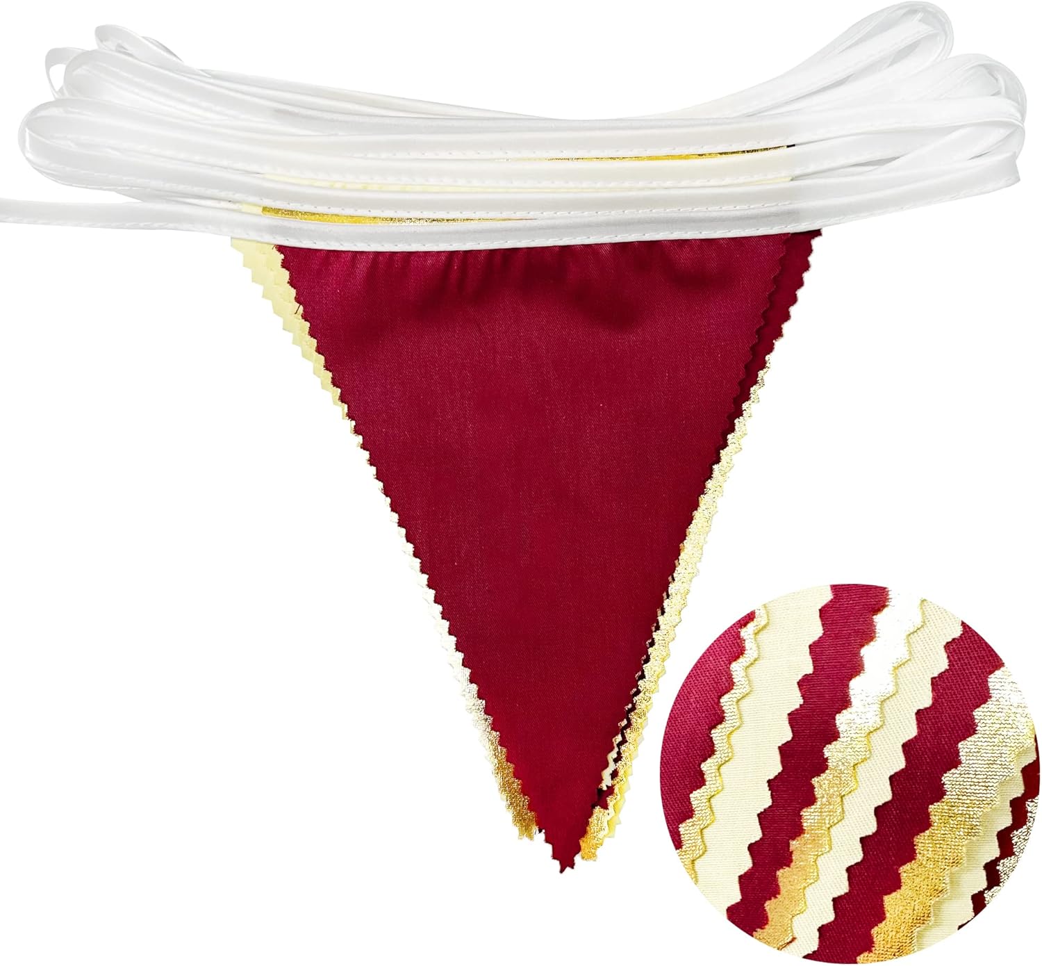 Burgundy Gold Beige Triangle Pennant Banner Garland