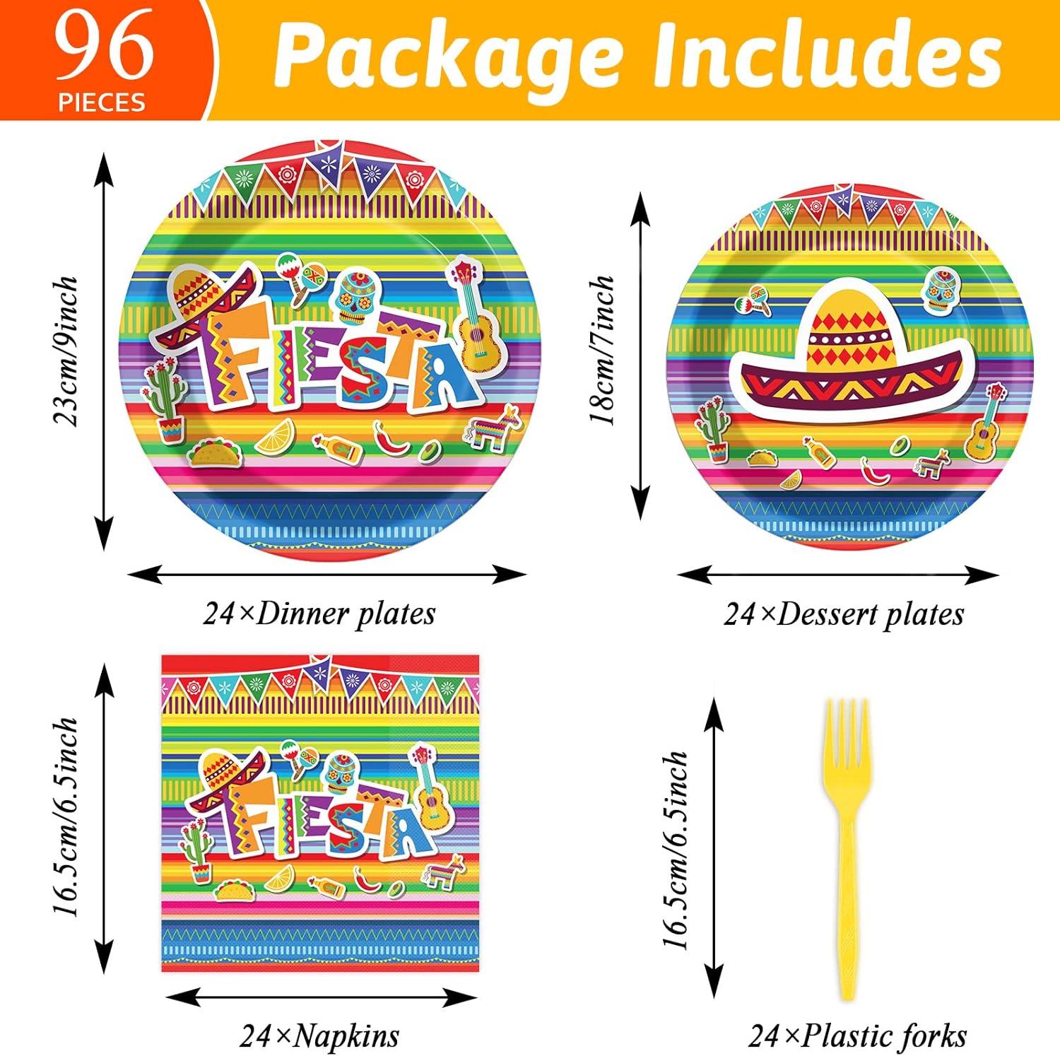 96 Piece Fiesta Party Decorations Mexican Themed Set