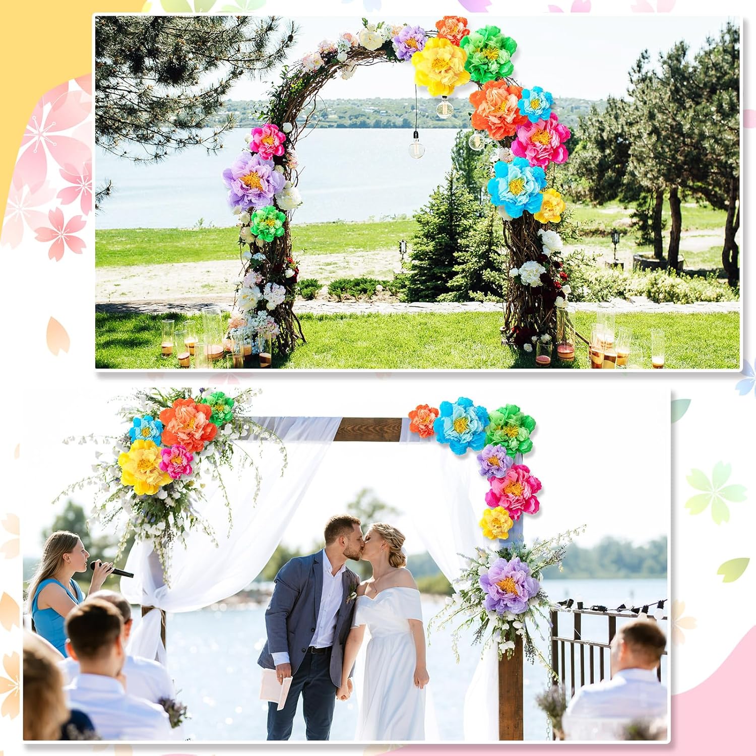 MotiMind 12 Pcs Tissue Paper Flowers for Party Decorations