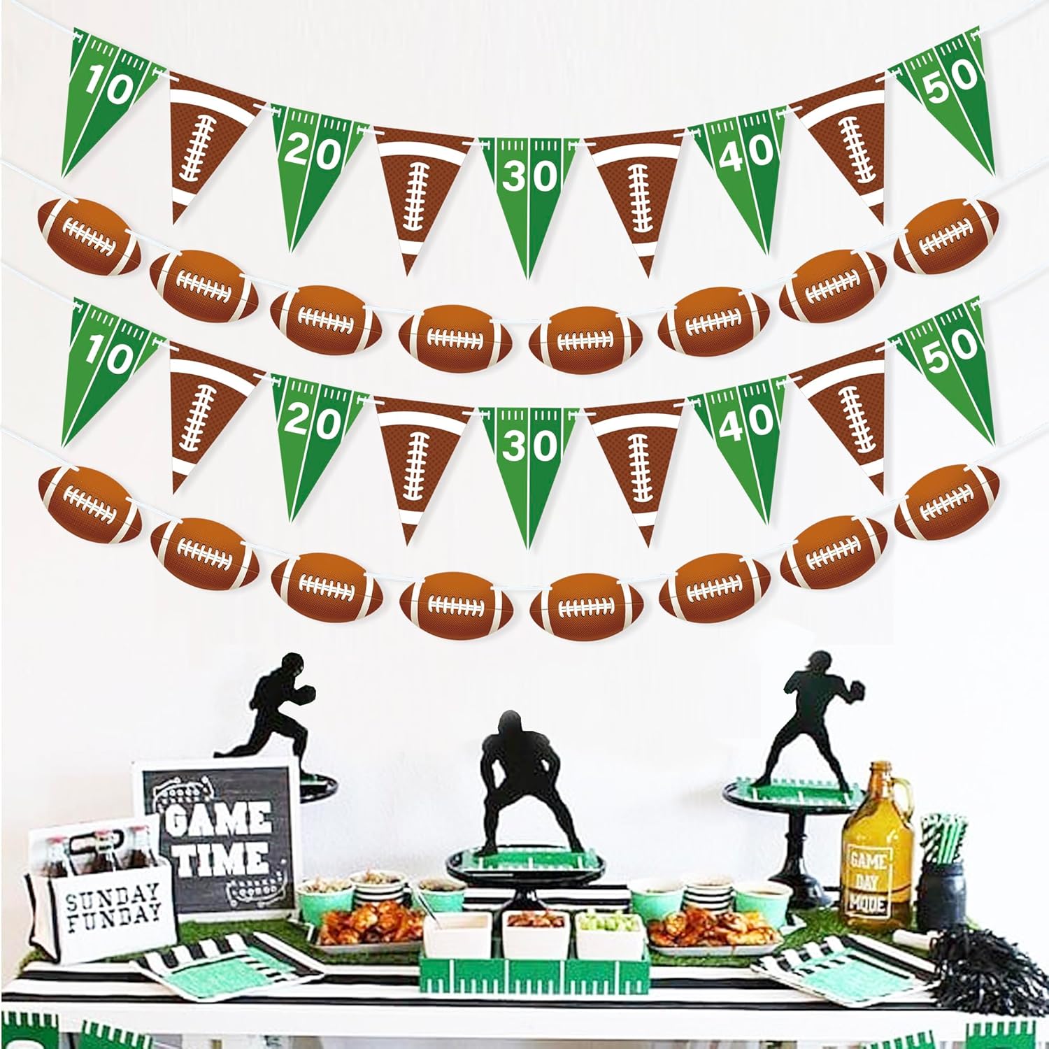 4 Piece Football Party Decor Kit with Banners and Flags