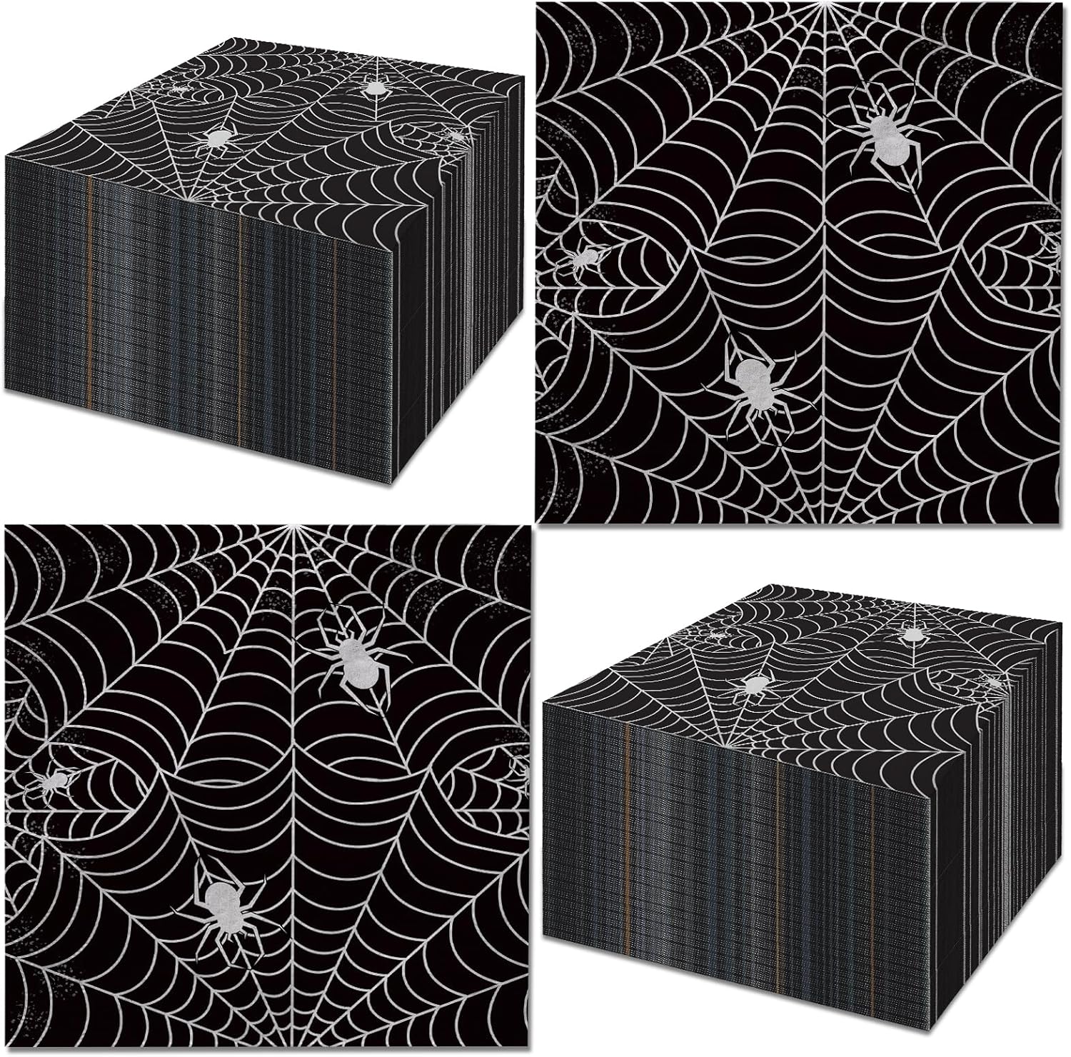 50 Pack Halloween Black Spider Napkins
