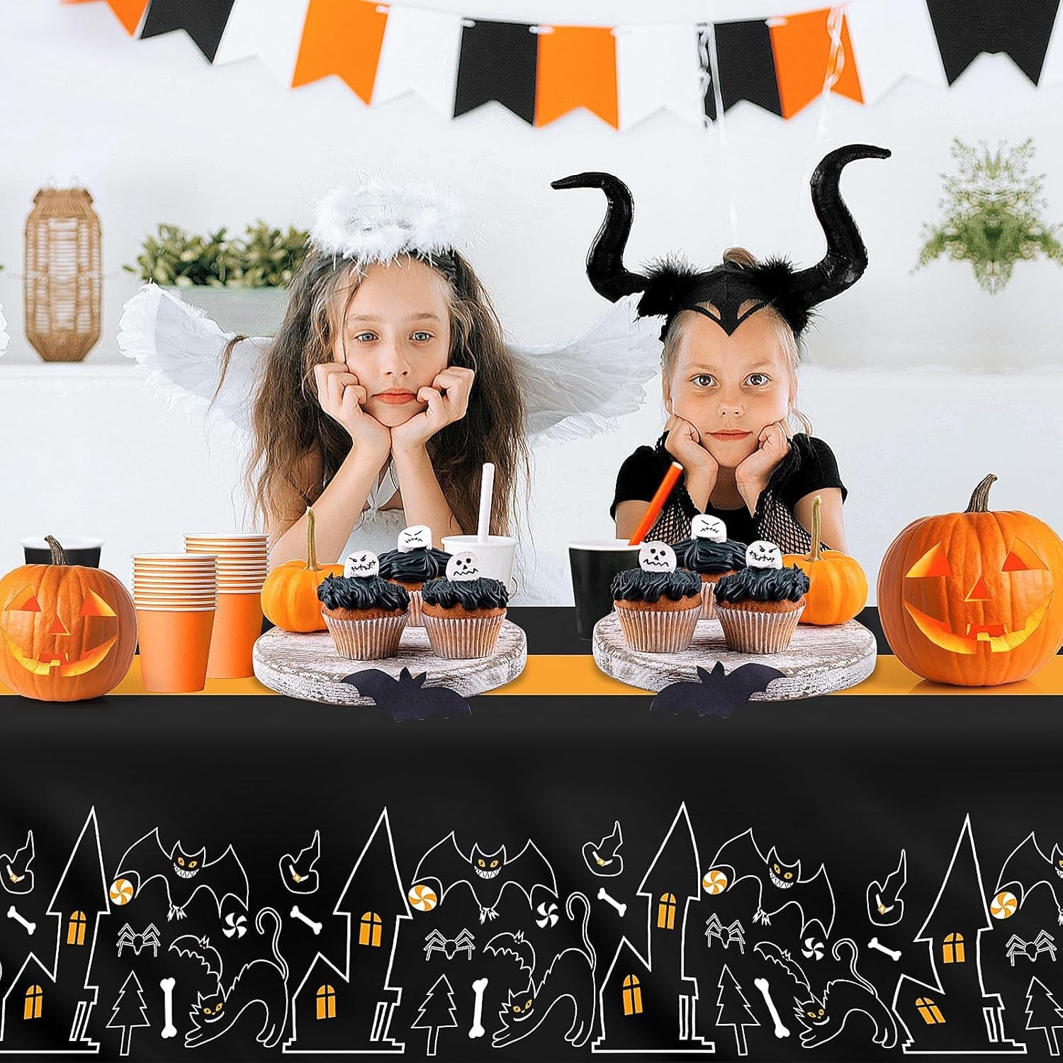 Childom 3 Pack Halloween Tablecloths 54x108 Inches