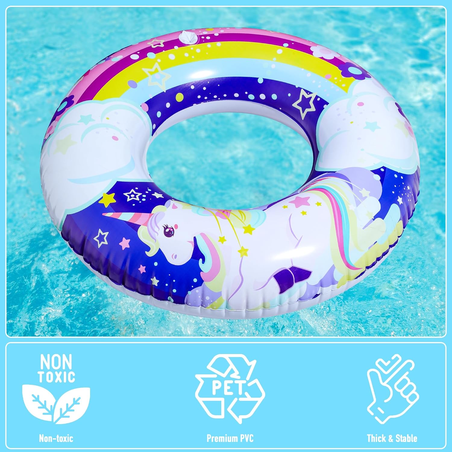 Parentswell 6PCS Big Pool Floats Tubes with Swim Rings and Beach Balls