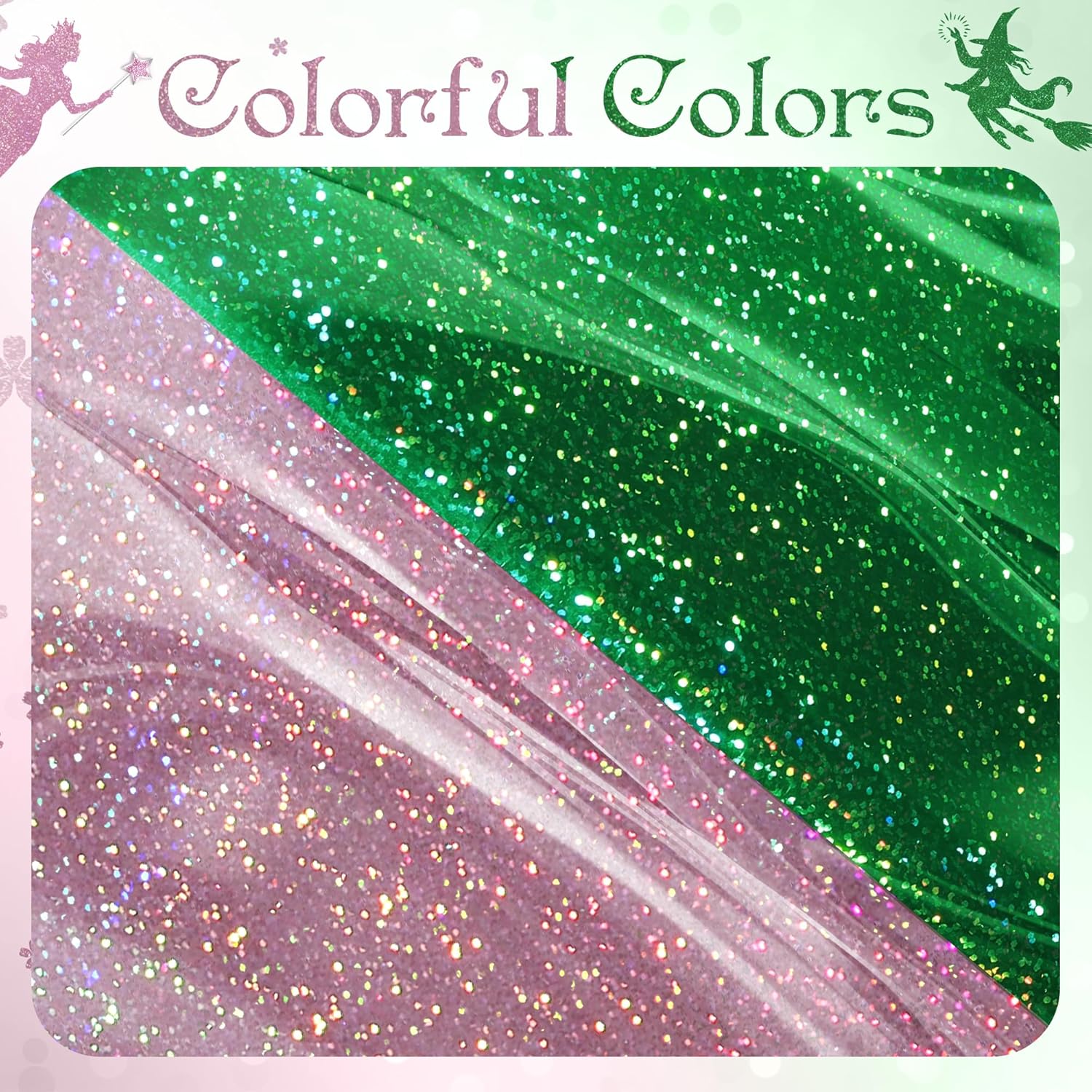 2 Pack Green Pale Pink Holographic Tablecloth 40x108