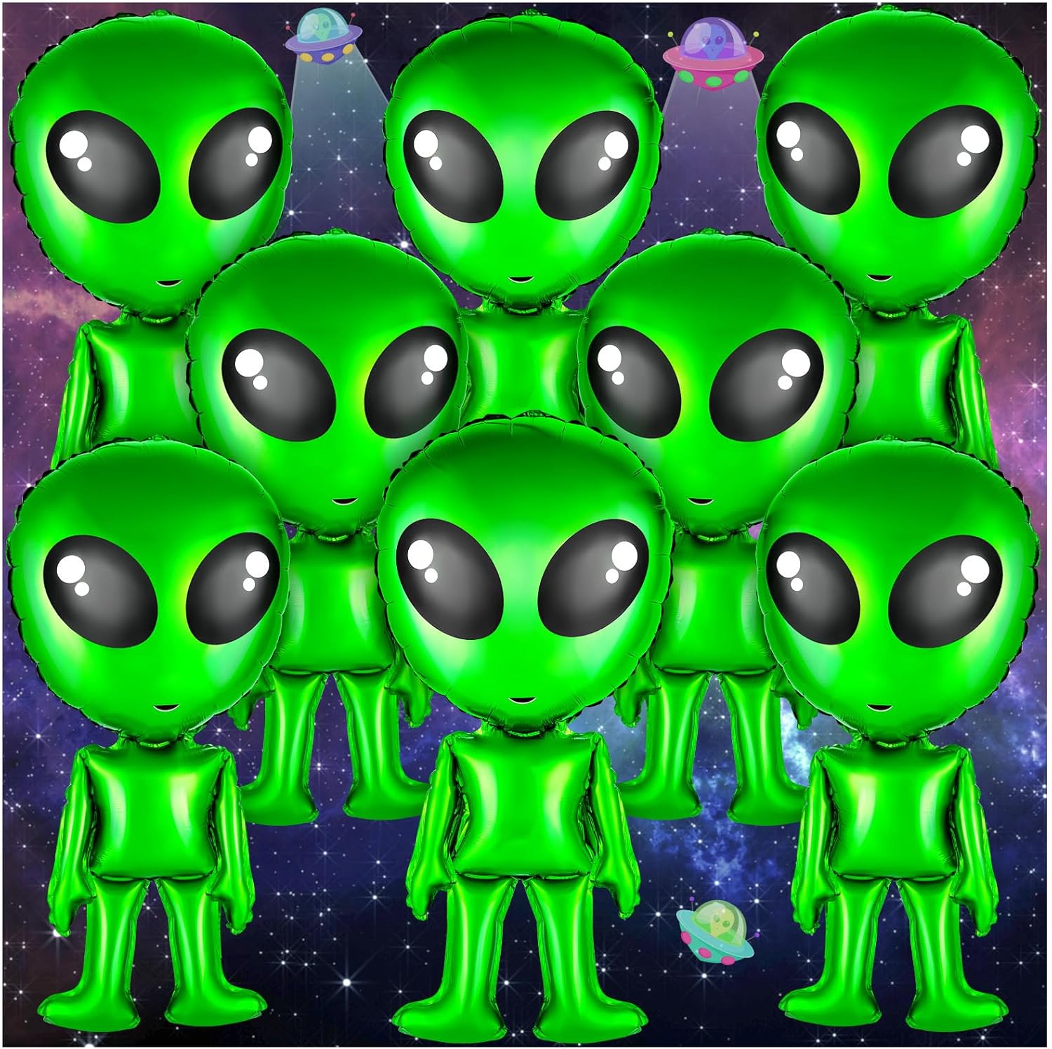 8 Green Alien Balloons for Halloween Party Decoration