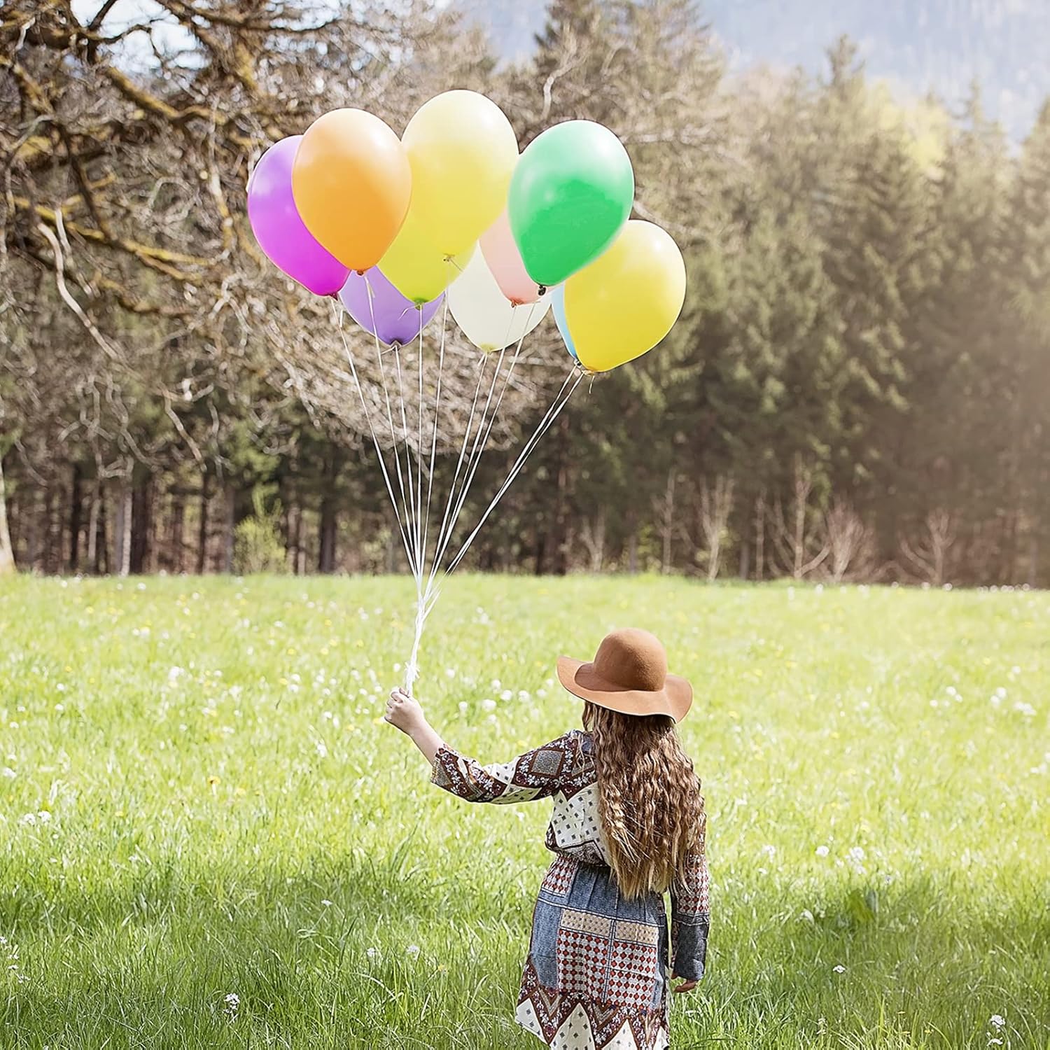 KAWKALSH 120 Rainbow Balloons 12 Inches Birthday Set