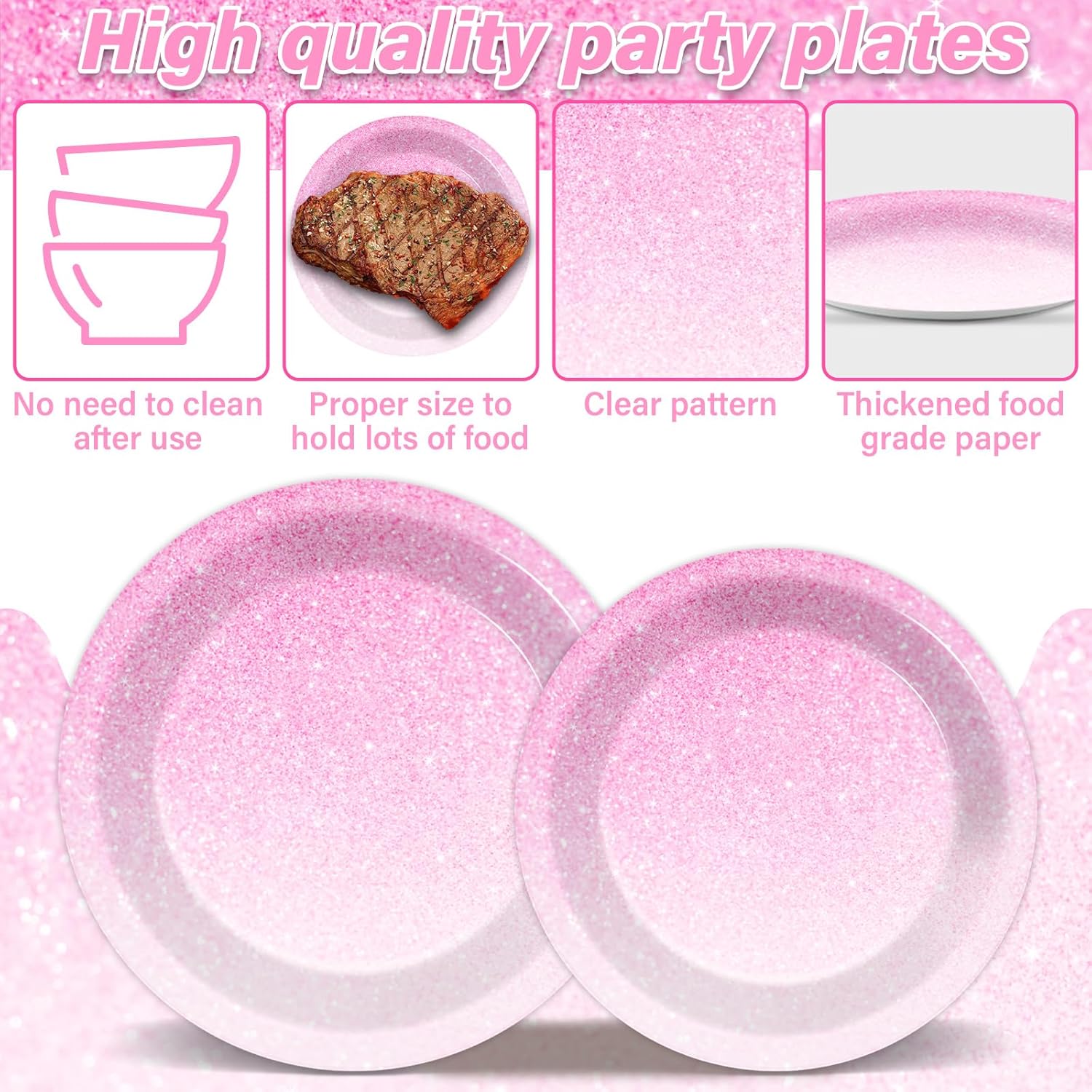 ZOIIWA 96 Pcs Ombre Pink Party Supplies Set