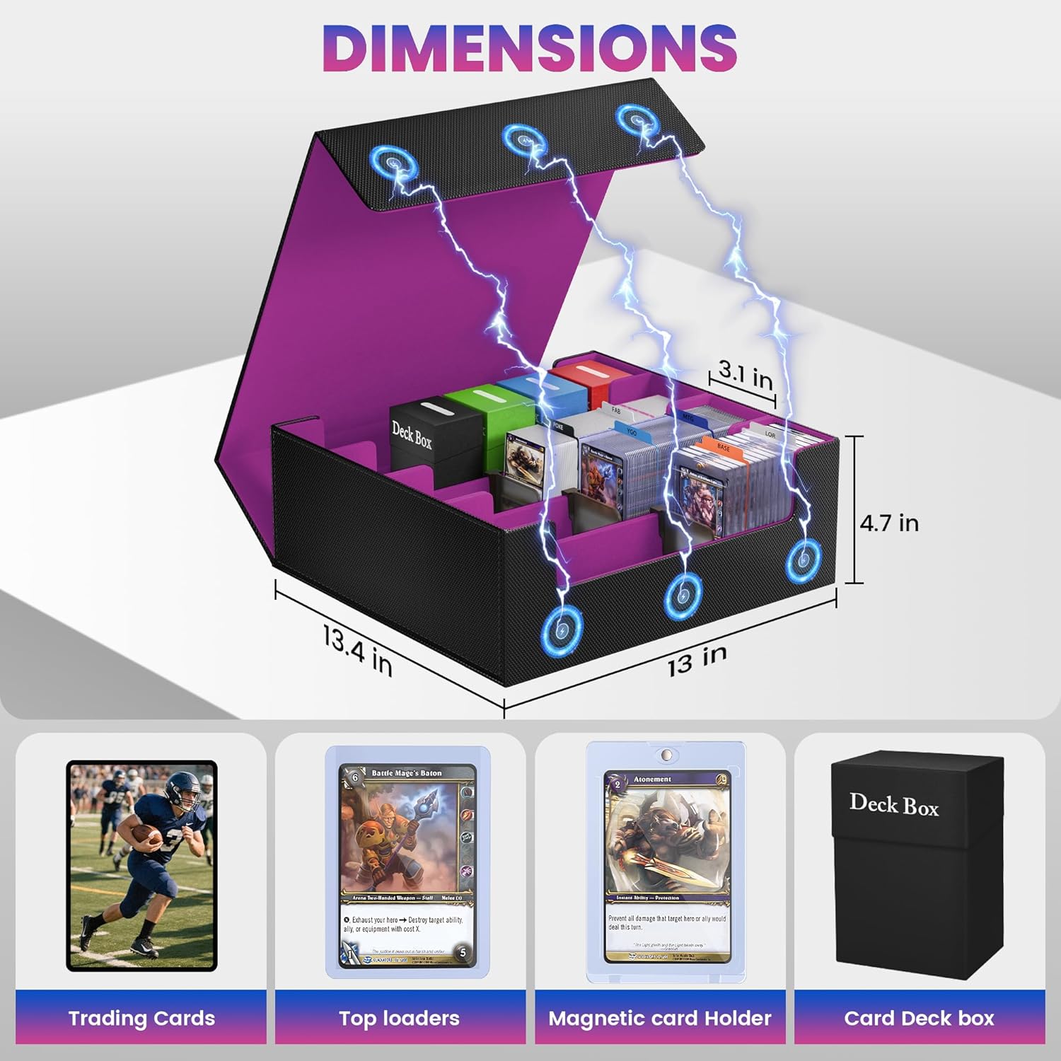 3500 Trading Card Storage Box with 4 Rows and 36 Dividers
