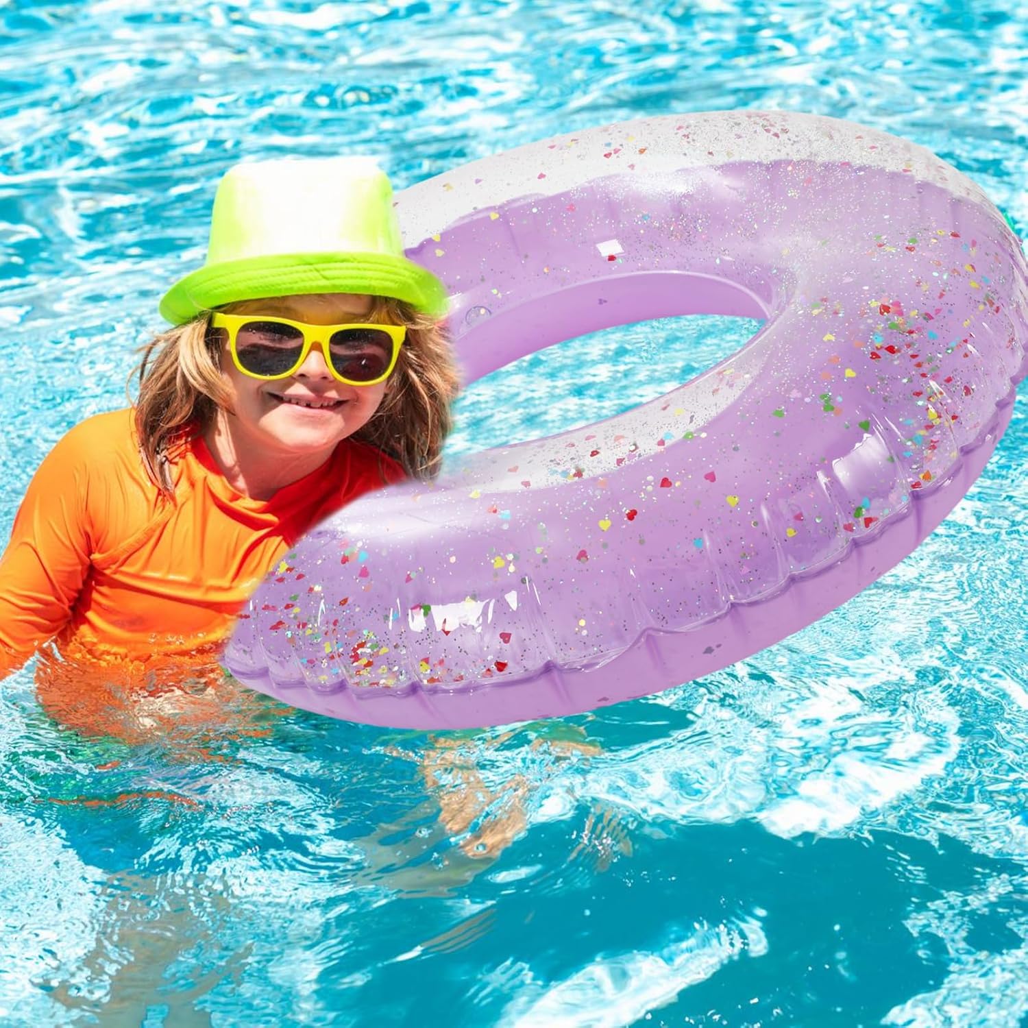 Whaline 3Pcs Purple Glitter Inflatable Swim Rings