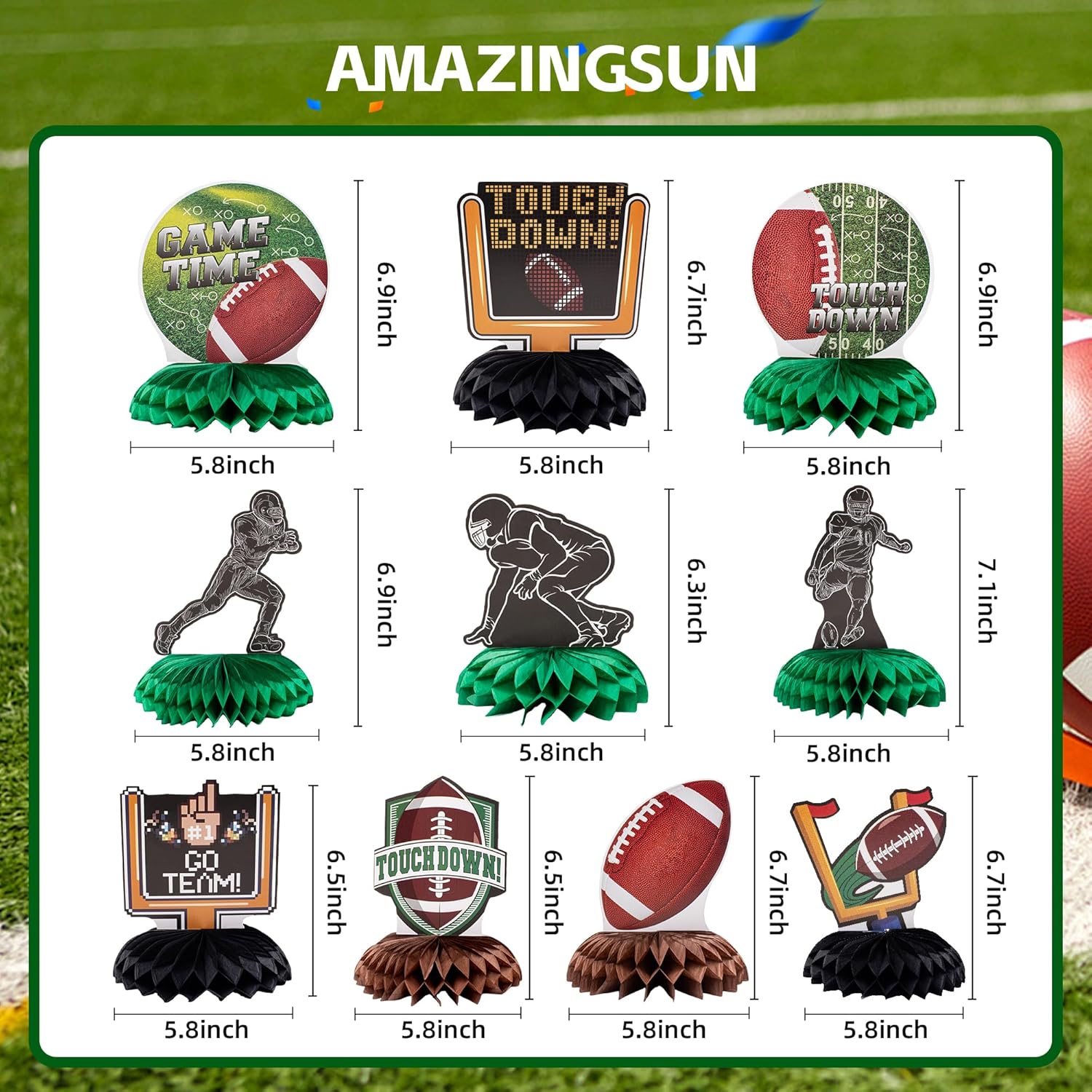 Football Party Table Decorations 10-Pack