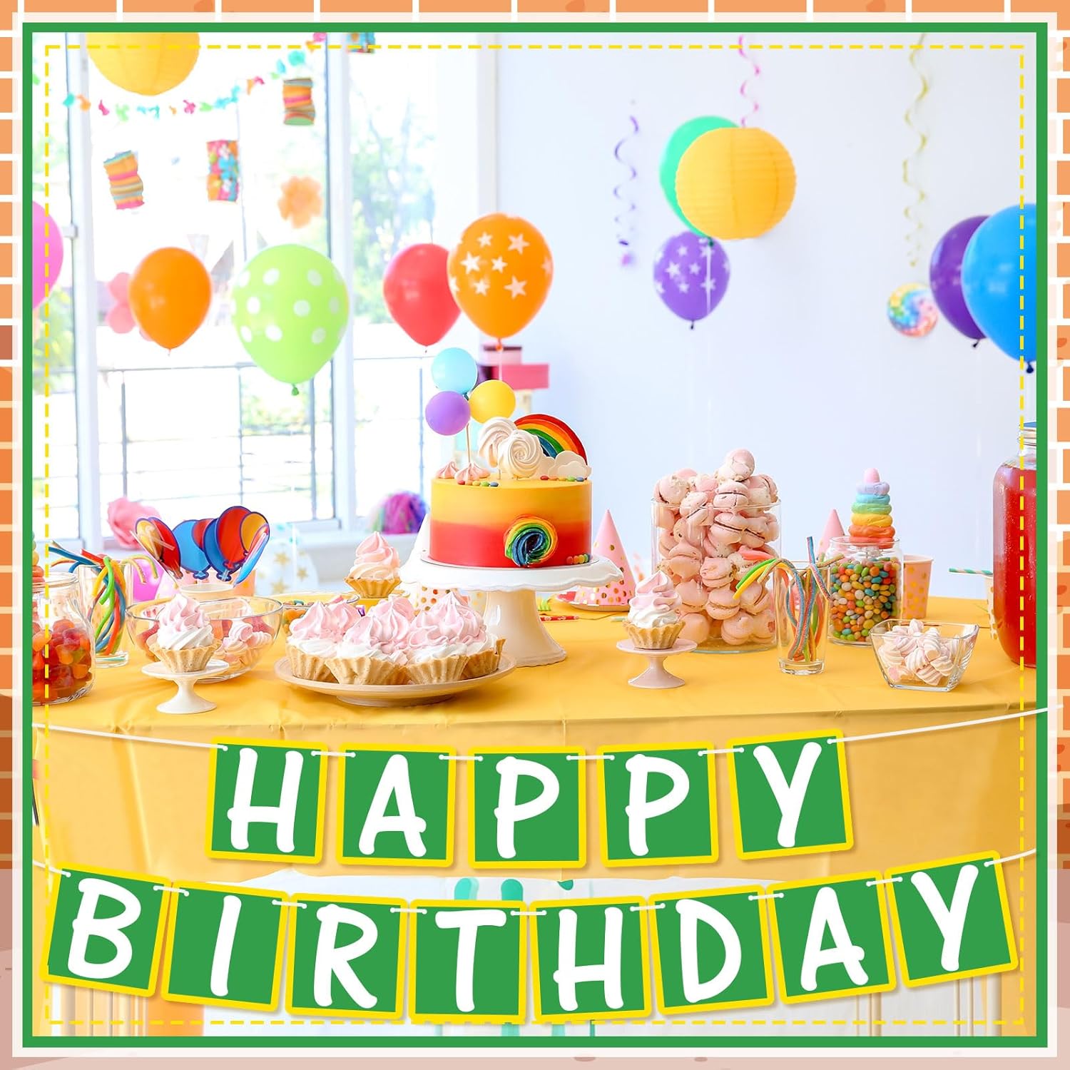 Breling Friends Birthday Banner Street Theme Decor