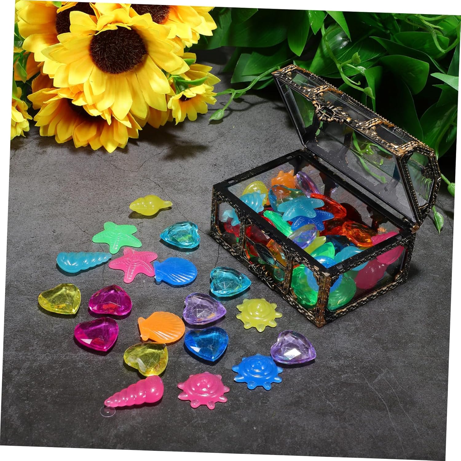 LIOOBO Diving Gems Pirate Treasure Chest Fake Diamonds Pool Decorations