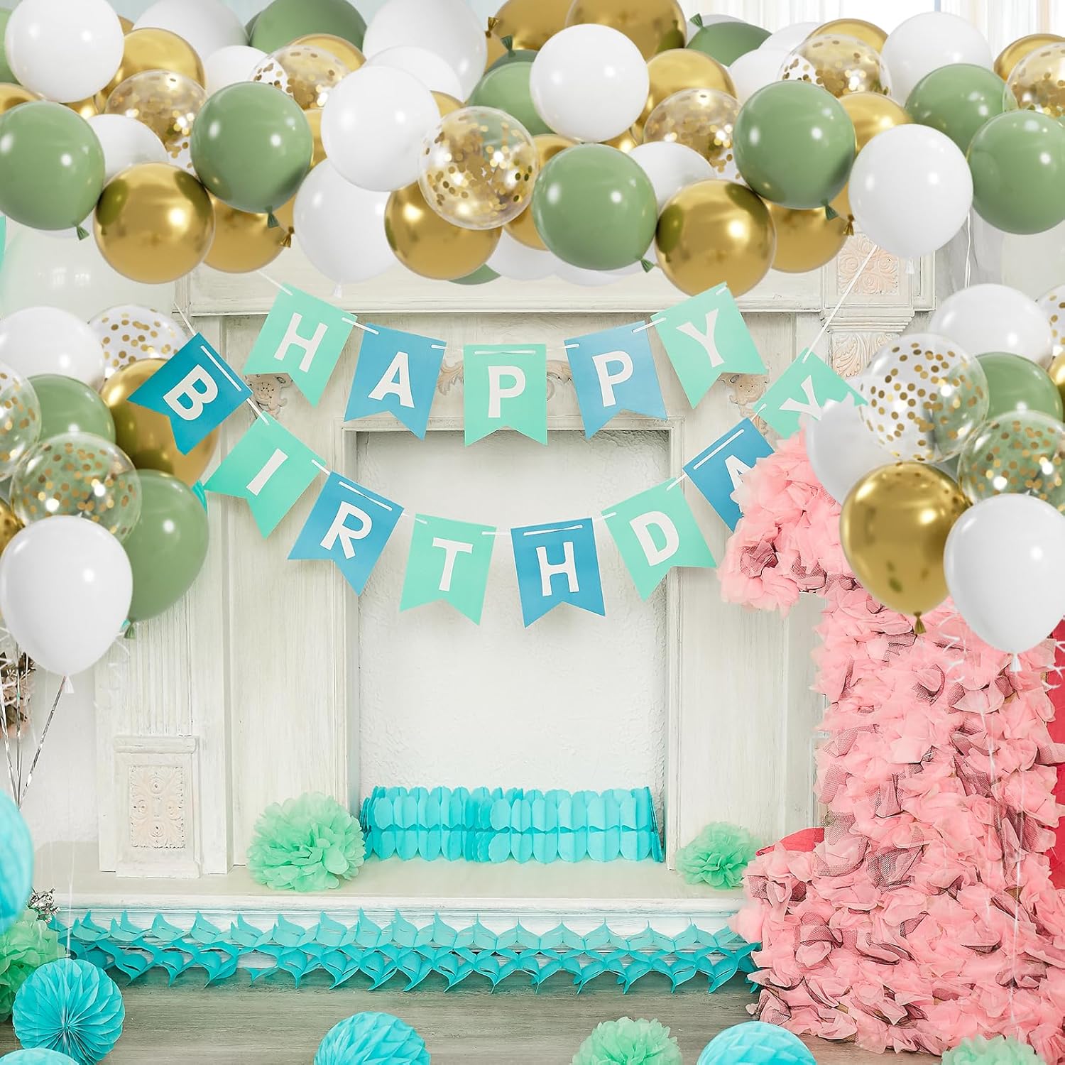 50pcs Sage Green Balloons with Ribbon and Glue