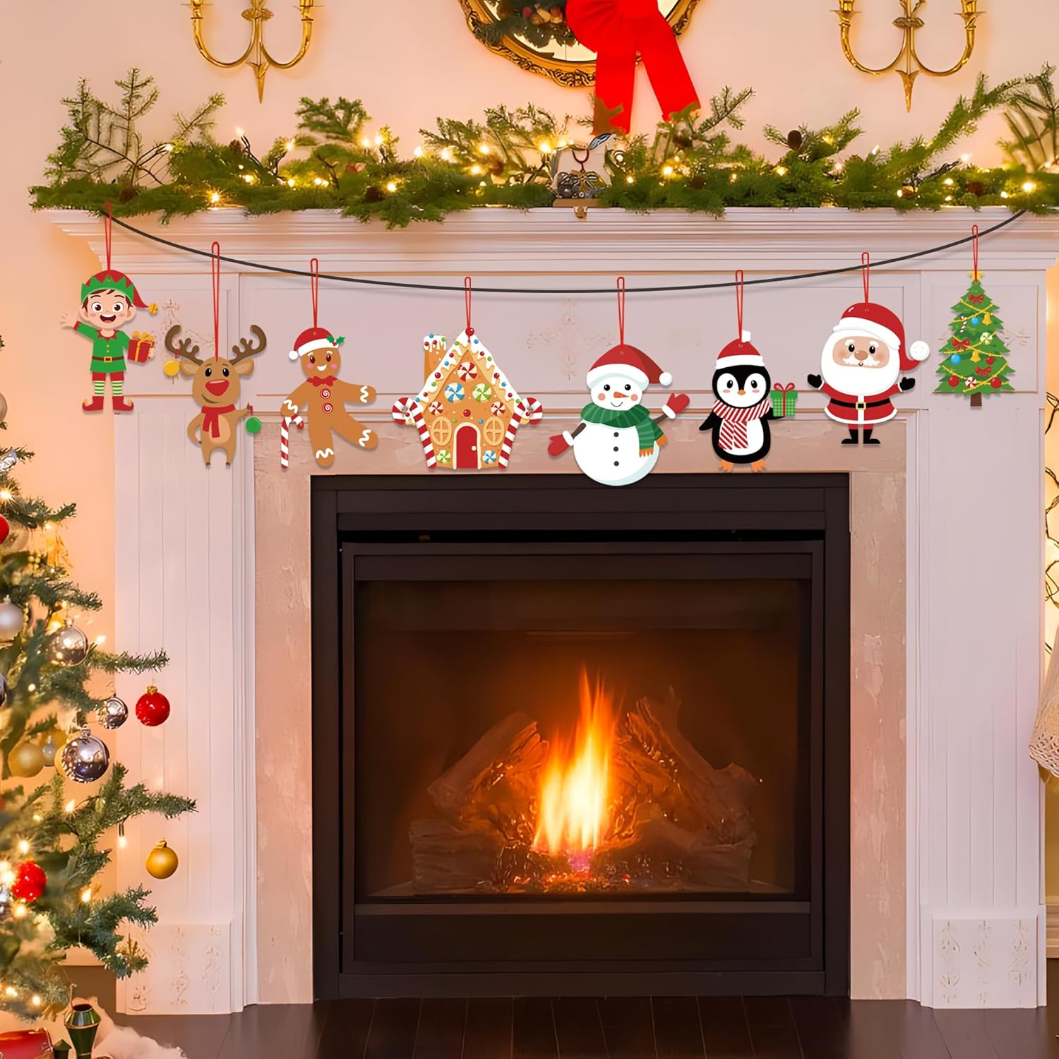 64 Pcs Christmas Ornament DIY Craft Kit with Stickers and Cutouts