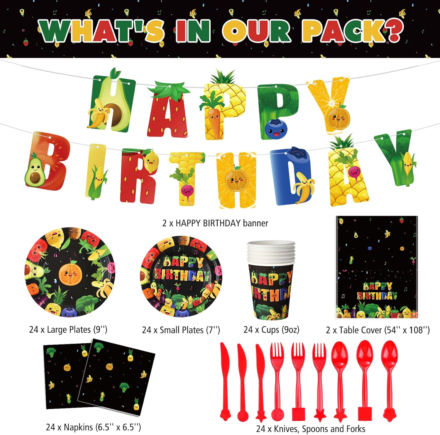 Zhehao 172 Piece Fruit Themed Party Decor Set