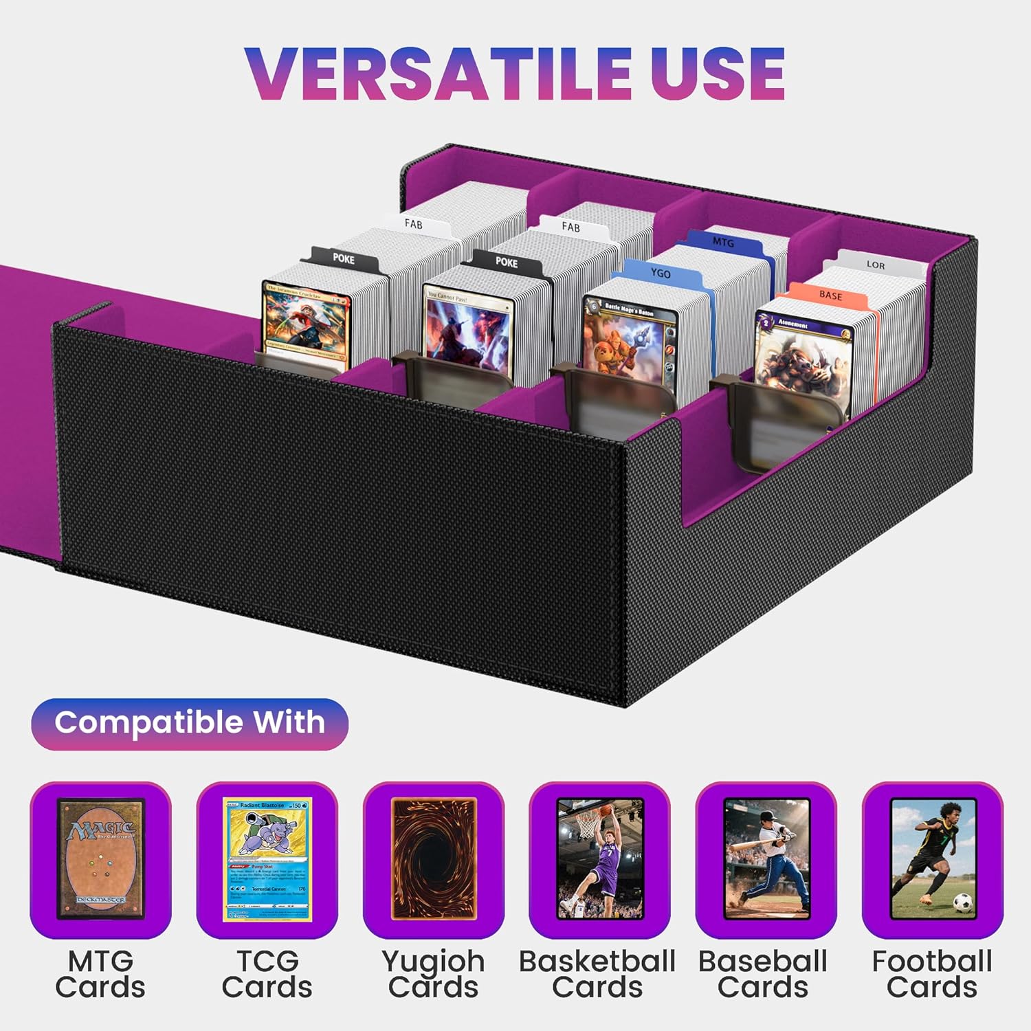 3500 Trading Card Storage Box with 4 Rows and 36 Dividers