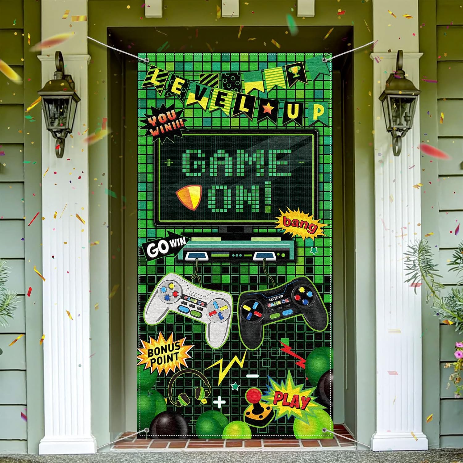 Blulu Video Game Party Photo Banner Backdrop Decor