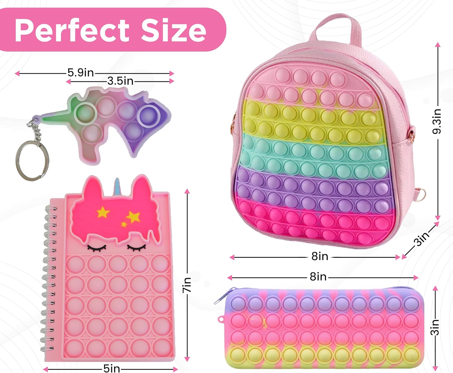 Pop Fidget Backpack Set for Girls and Teens
