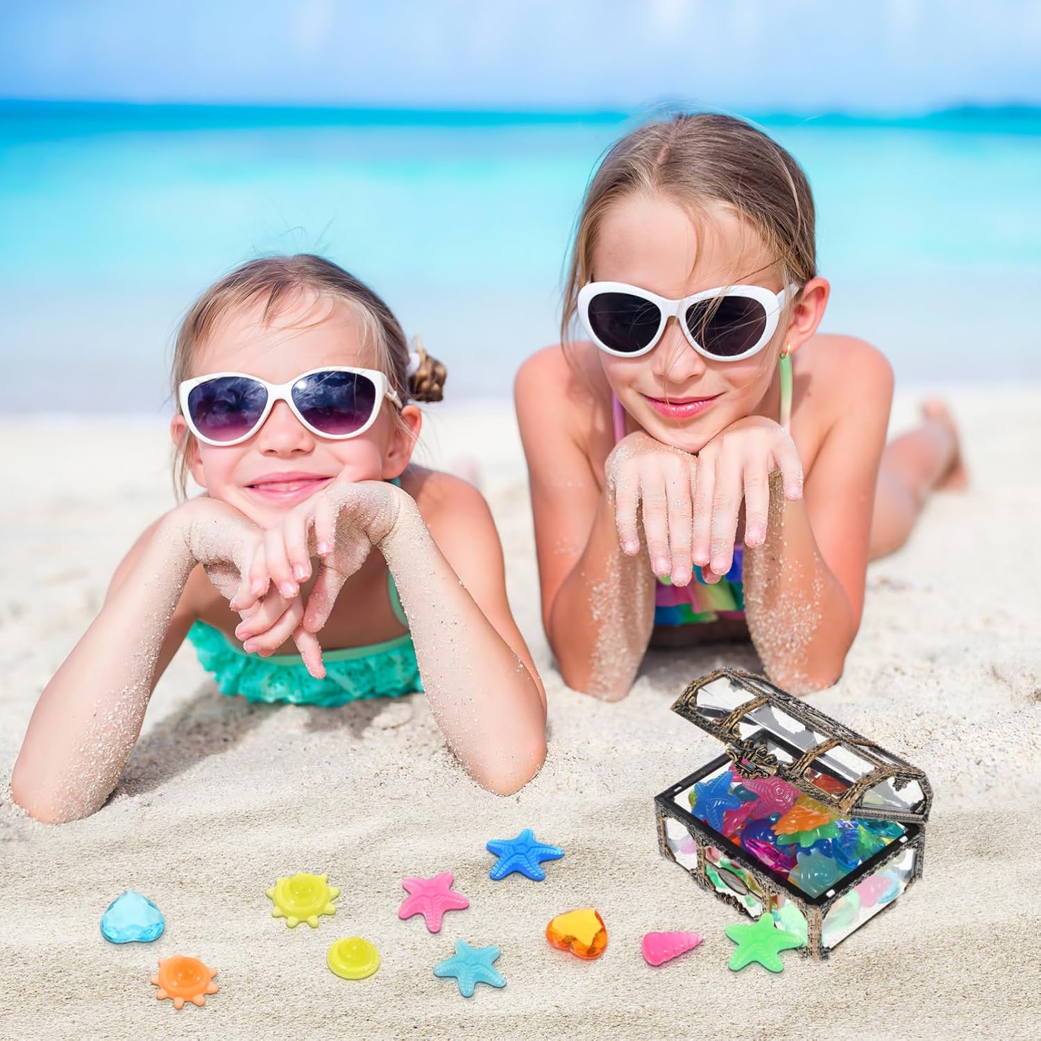 Pirate Treasure Chest Glowing Gems Pool Toy
