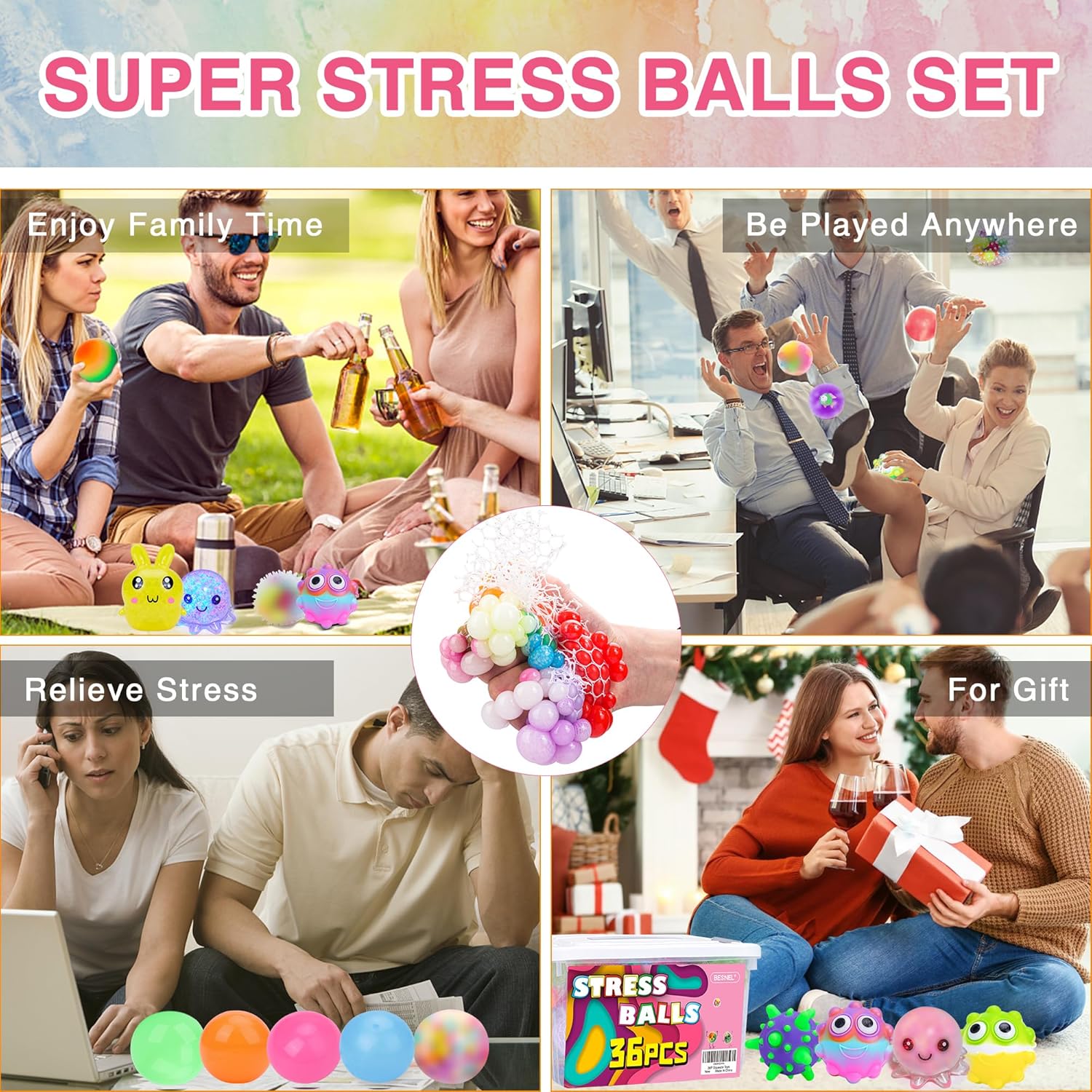 36 Pack Stress Balls Set for Adults and Kids