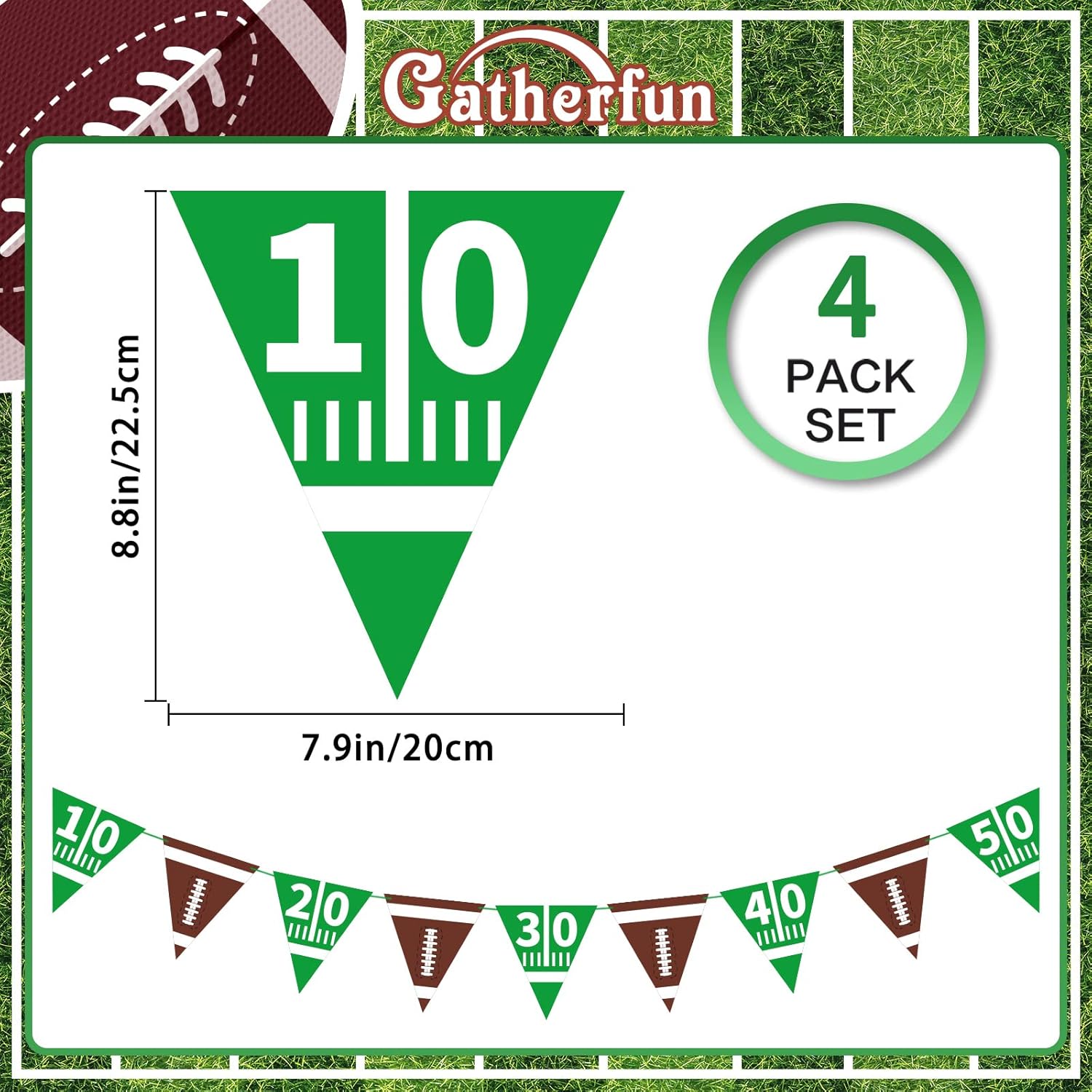 Football Decorations Bunting Triangle Flags Banner for Birthday Party