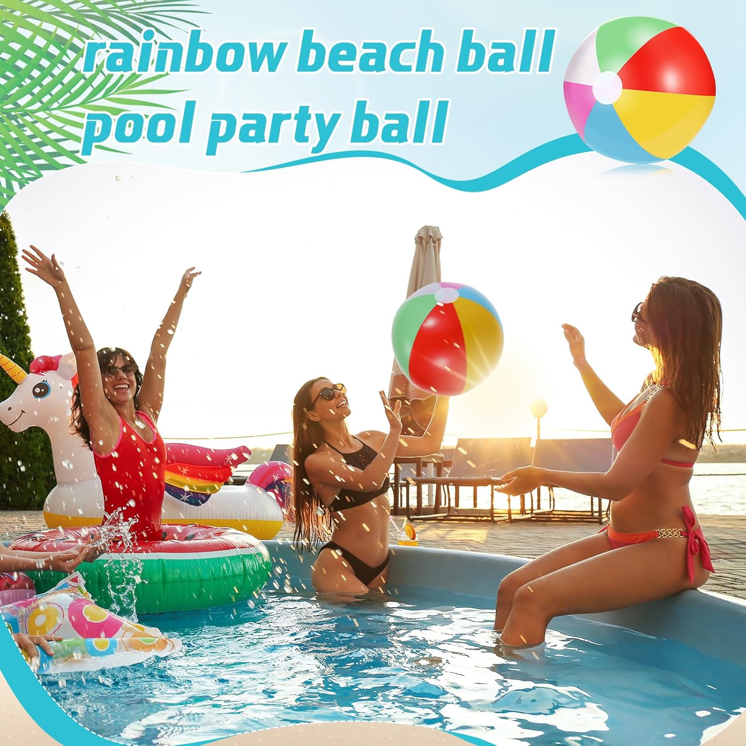 100 Pack Inflatable Beach Balls Rainbow 10 11 126