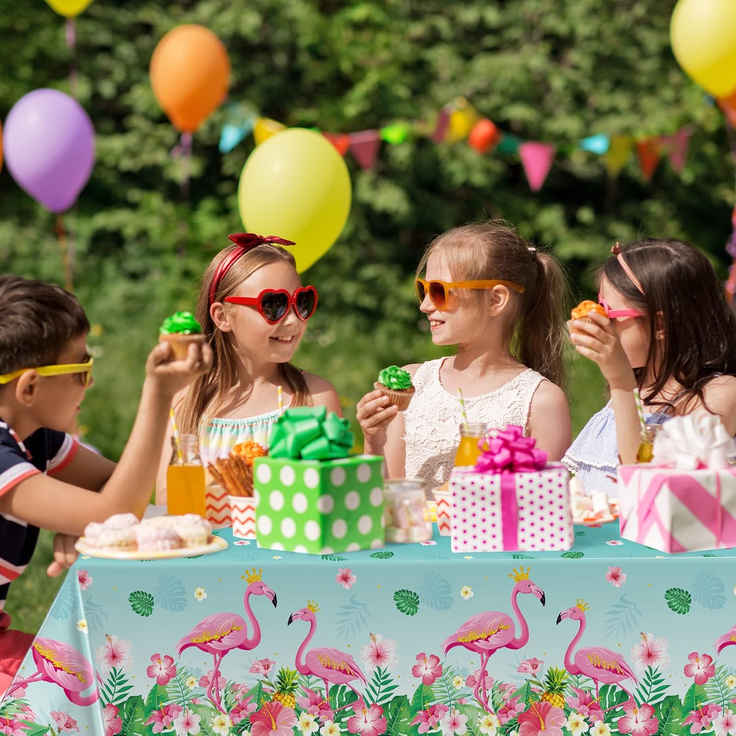 Mixweer 3 Piece Flamingo Tablecloths for Tropical Party