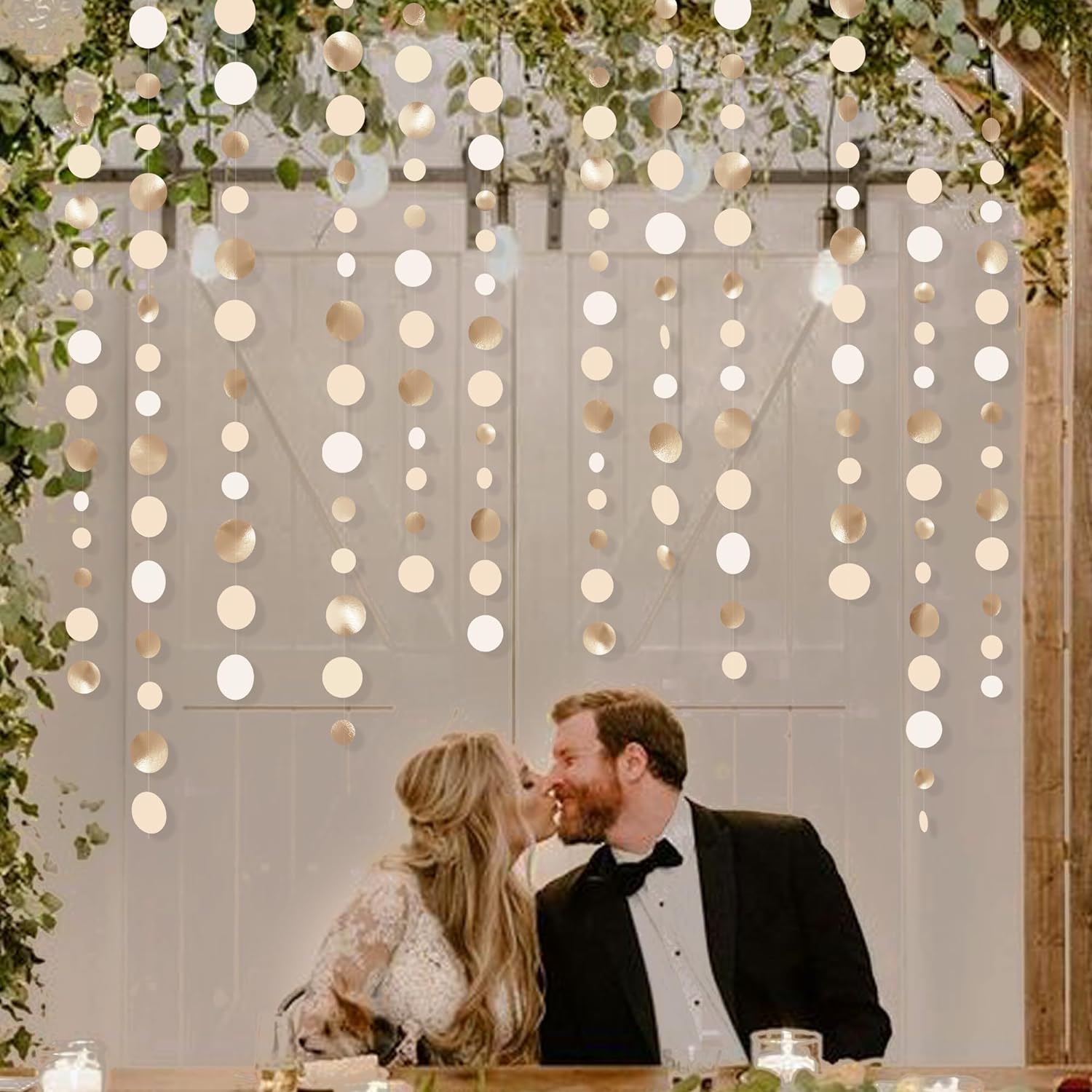 Champagne Gold Circle Dot Garland for Party Decorations