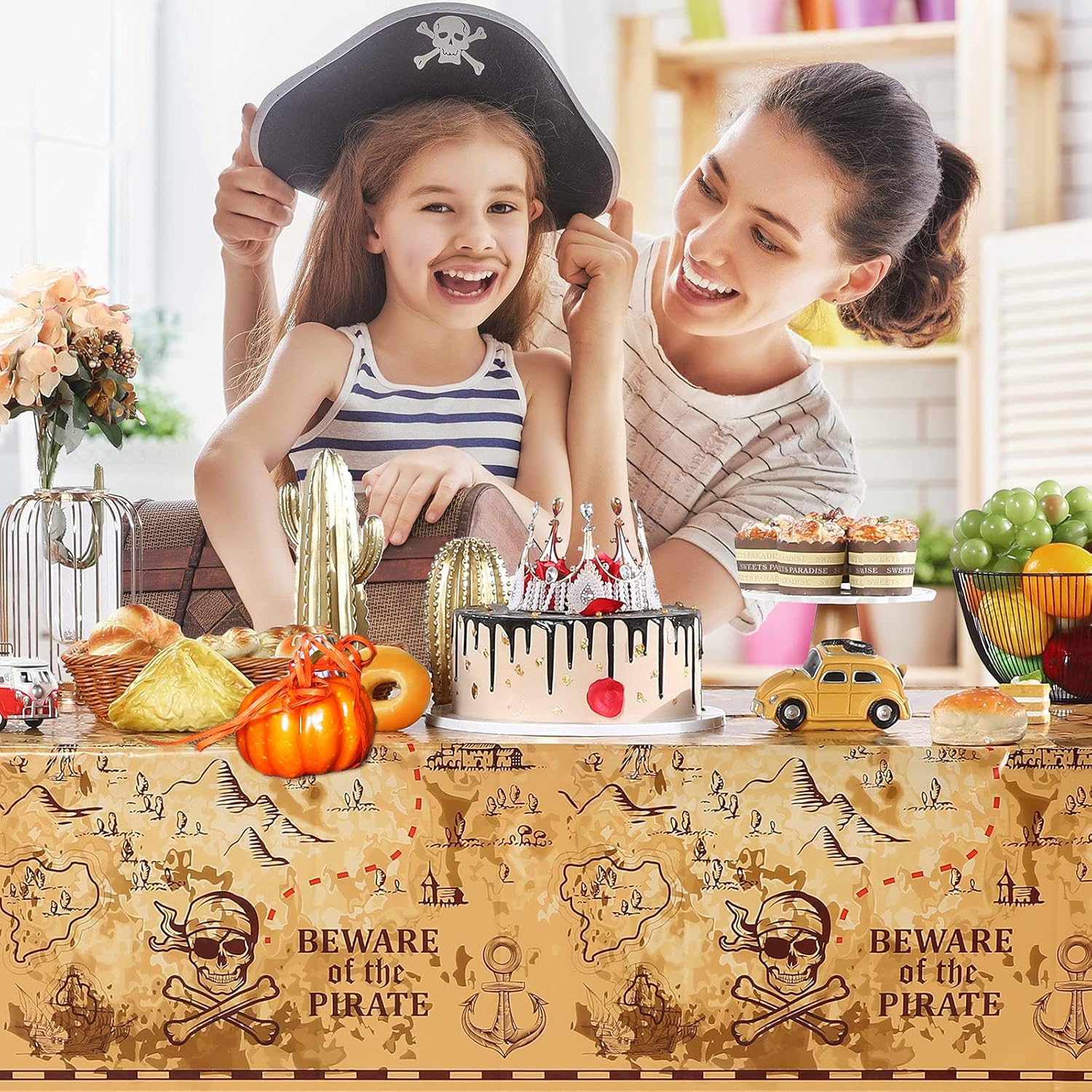 Irenare Pirate Party Tablecloth 54 x 108 Inches