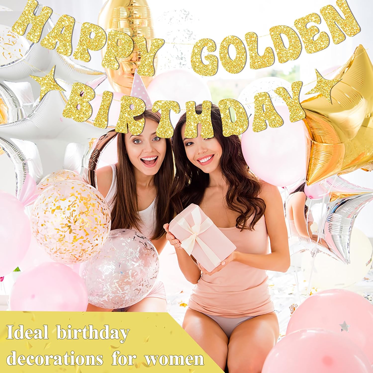 Glitter Gold Birthday Banner for Elegant Party Decorations