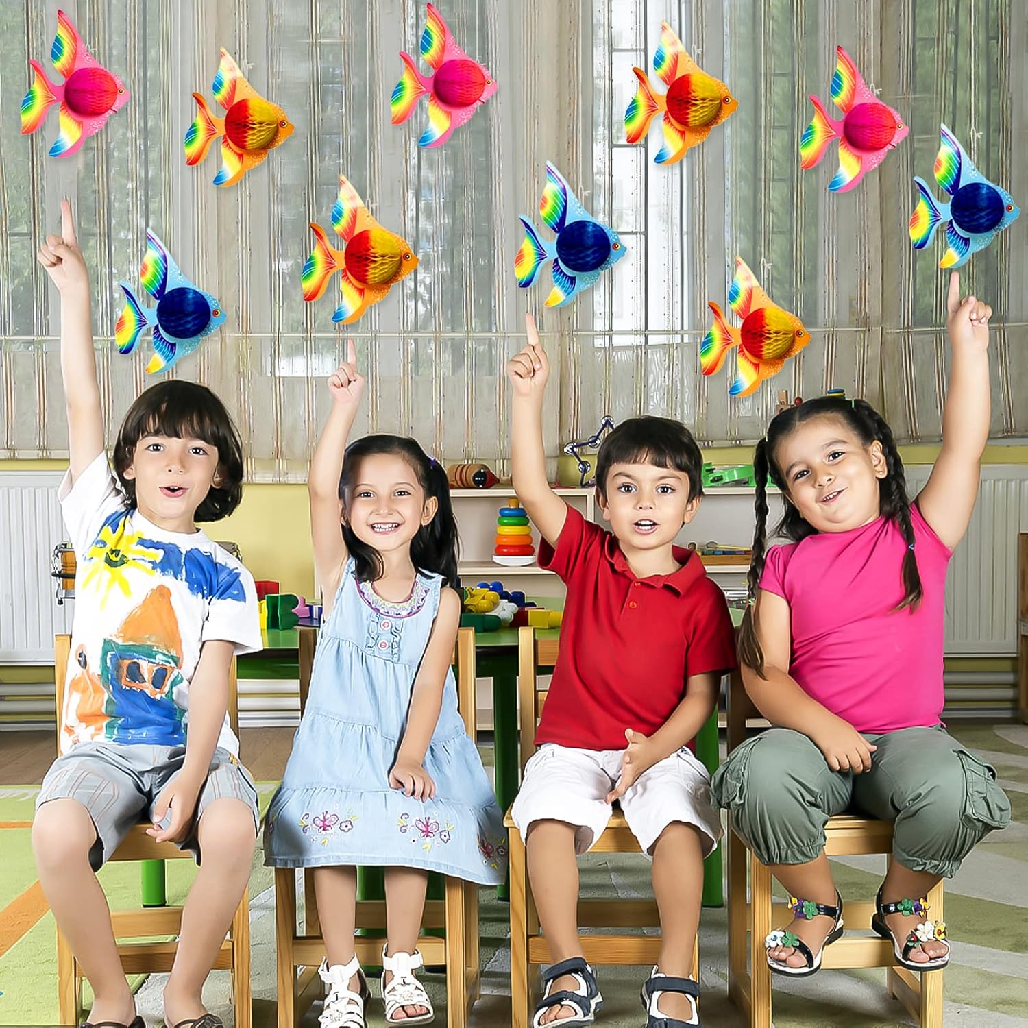 GuassLee 10pcs Tissue Fish Decorations 10 Inch